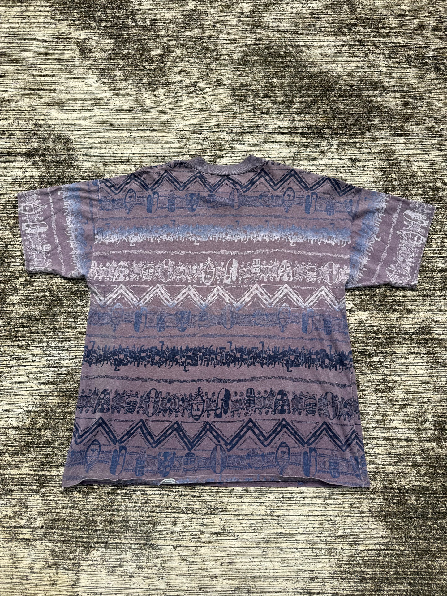Vintage 1990s Frank Tribal Pattern All Over Print Tee