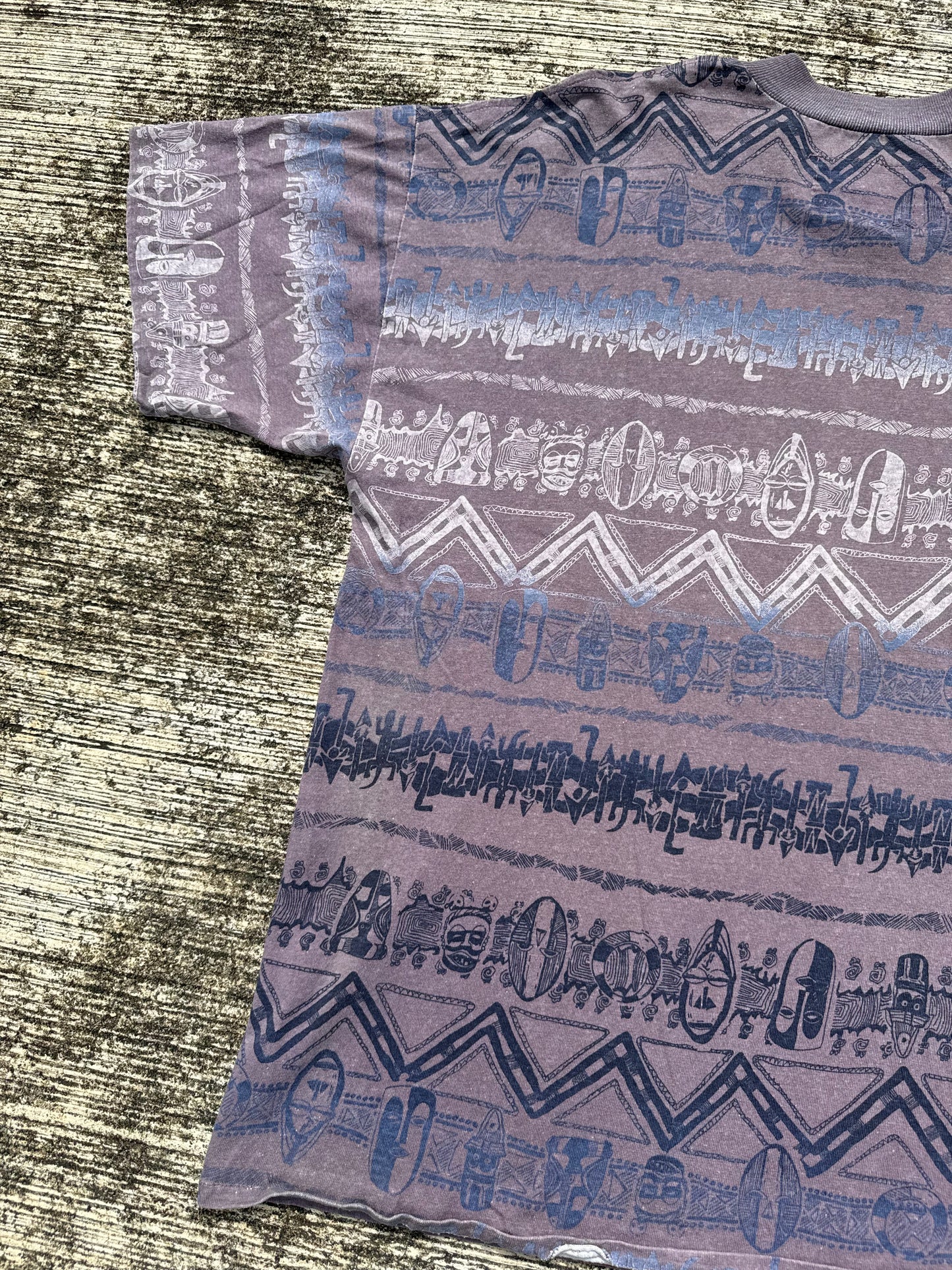 Vintage 1990s Frank Tribal Pattern All Over Print Tee