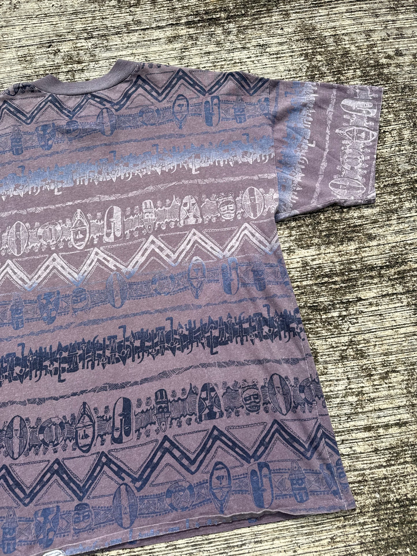 Vintage 1990s Frank Tribal Pattern All Over Print Tee