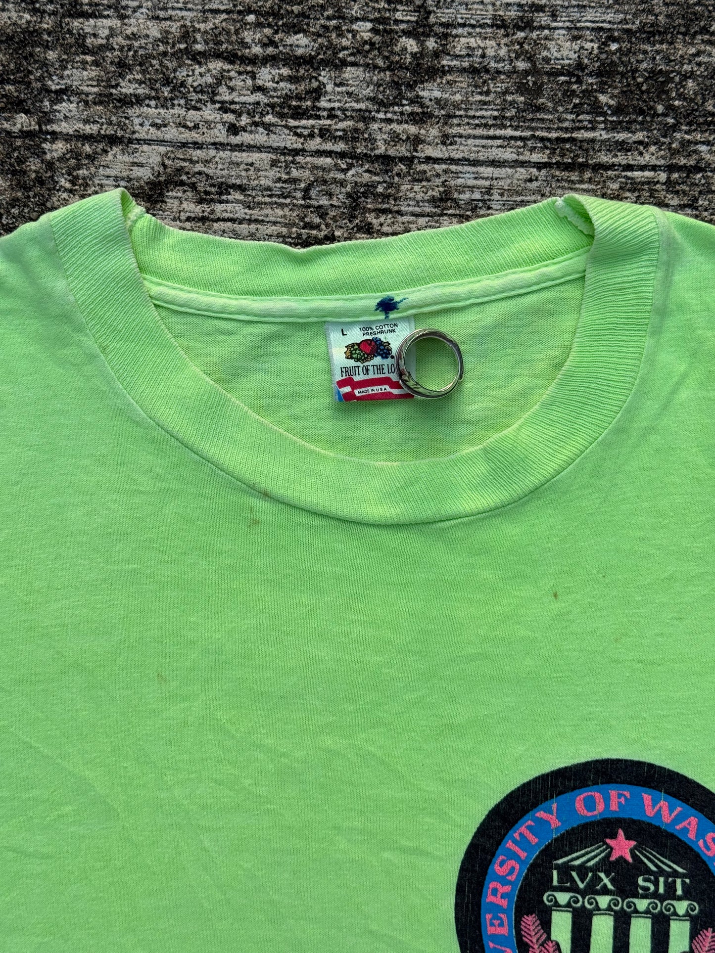 Vintage 1989 University of Washington Huskies Neon Tee