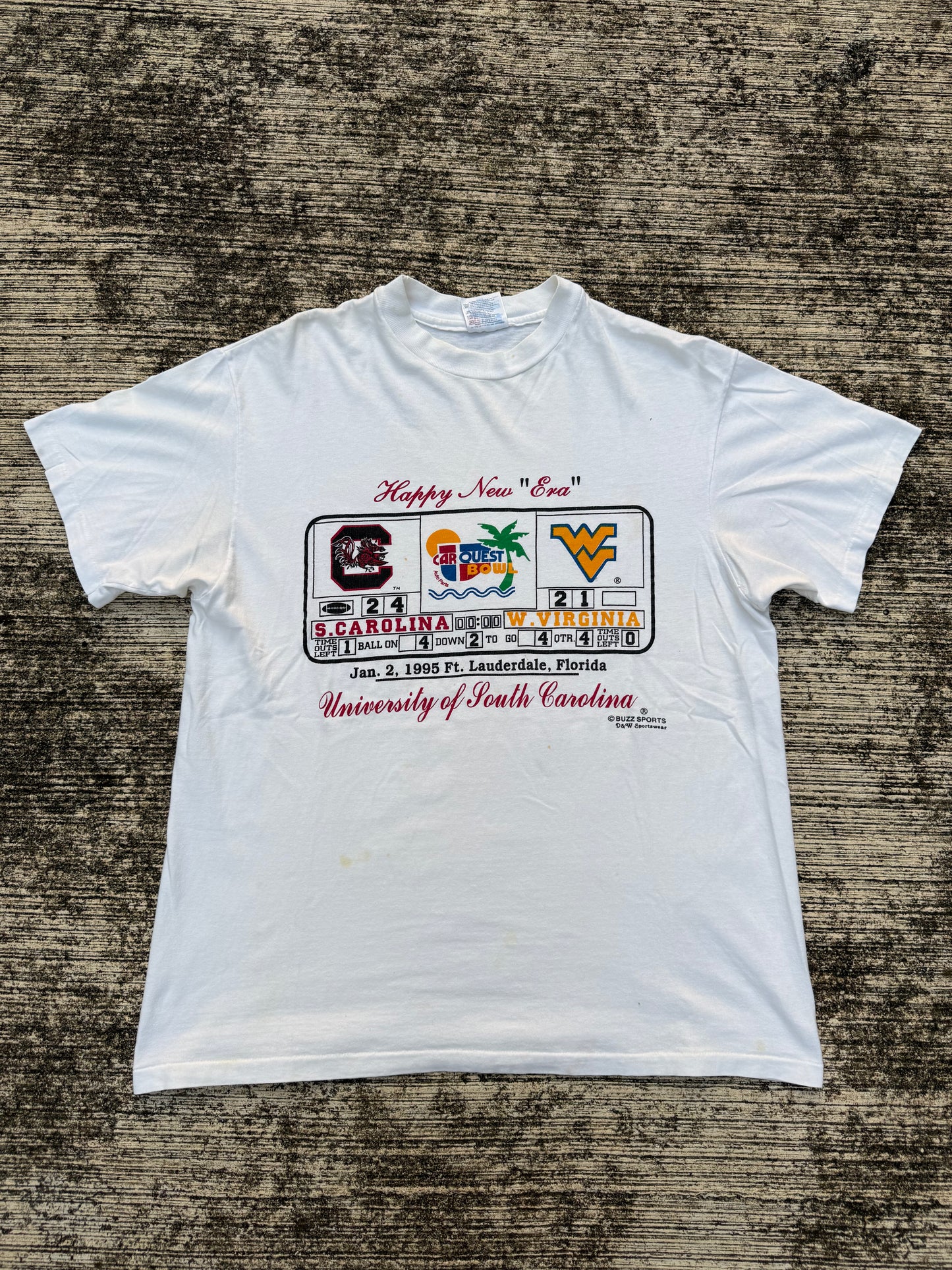 Vintage 1995 CarQuest Bowl Tee – University of South Carolina vs West Virginia