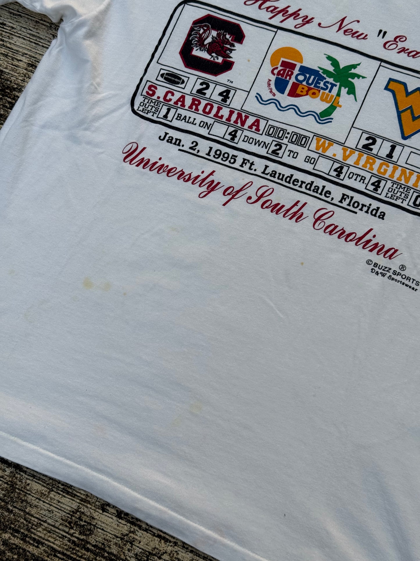 Vintage 1995 CarQuest Bowl Tee – University of South Carolina vs West Virginia