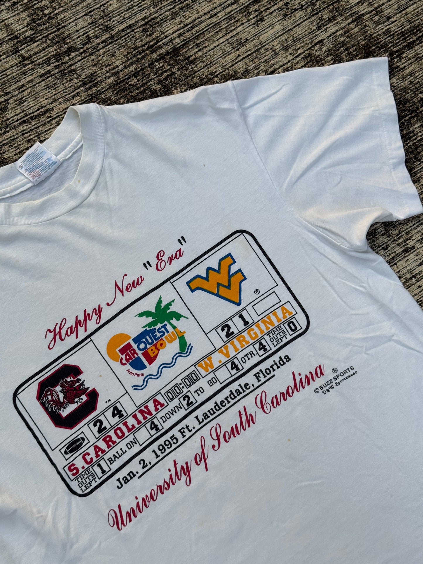 Vintage 1995 CarQuest Bowl Tee – University of South Carolina vs West Virginia