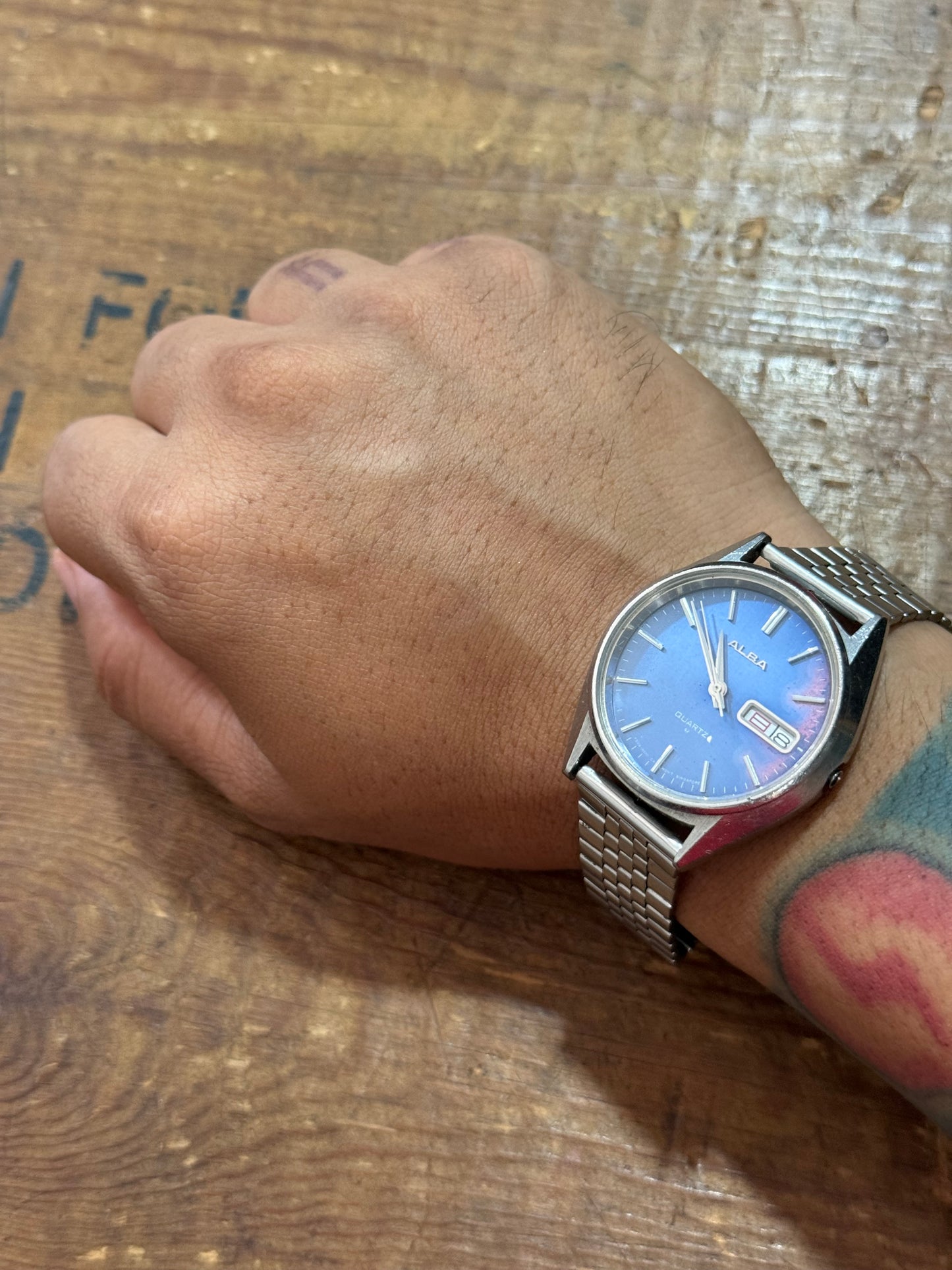 Vintage Alba Day Date Watch Junk Not Working For Parts
