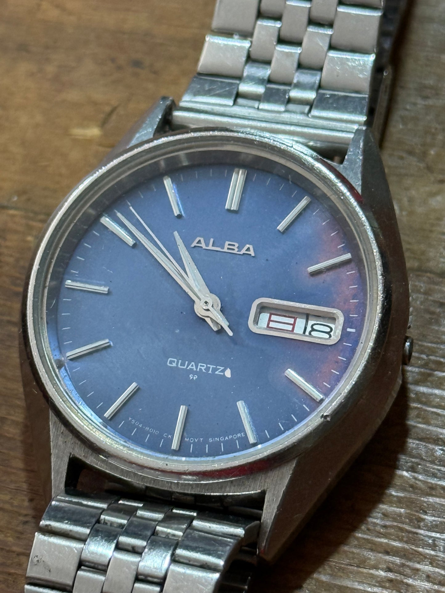 Vintage Alba Day Date Watch Junk Not Working For Parts