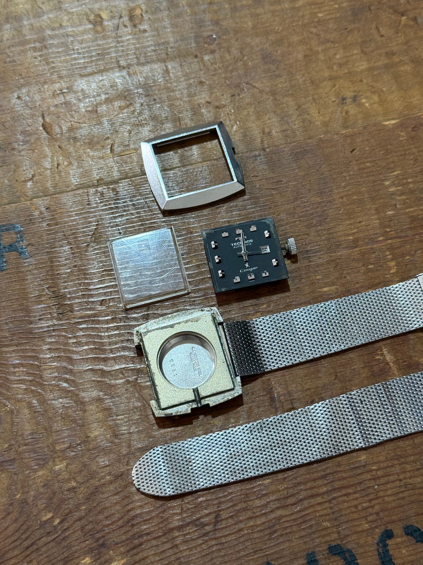 Vintage Technos Swiss Mechanical Watch Junk Not Working For Parts