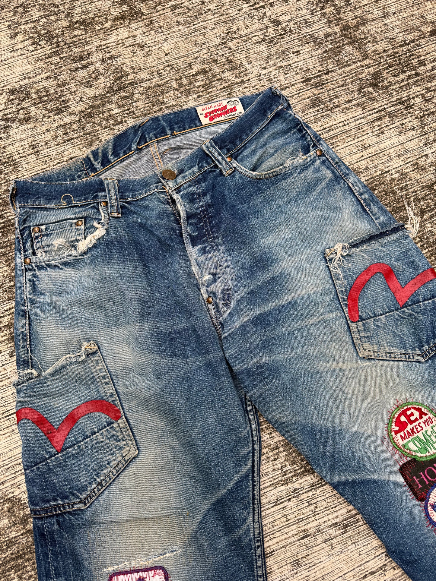 Evisu Japan Selvedge Jeans by Siotani Brothers w/ Custom Vintage Patches