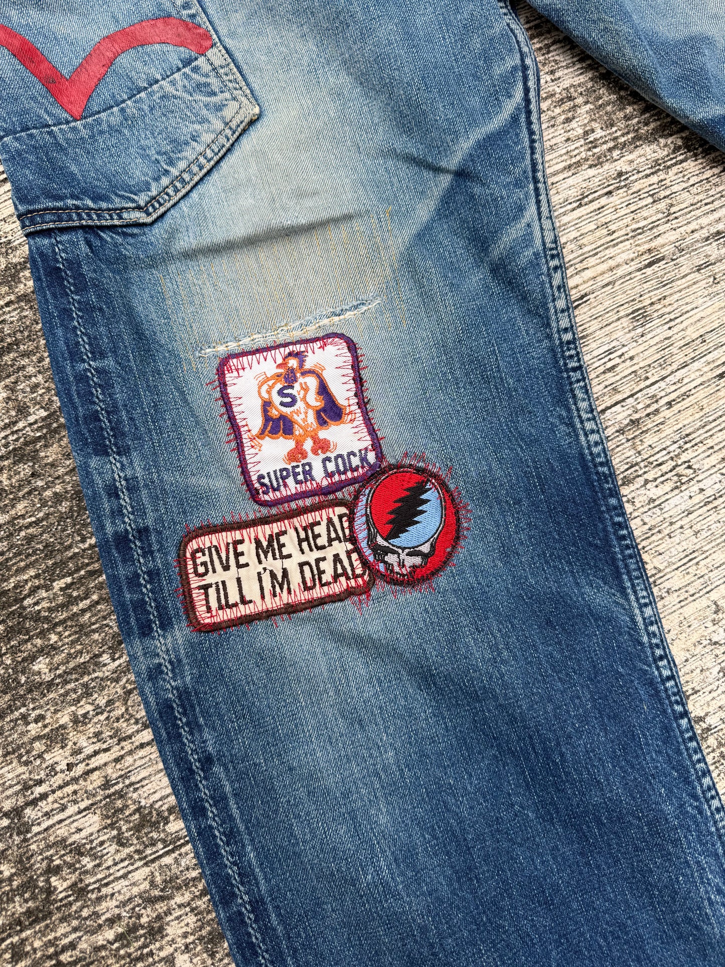Evisu Japan Selvedge Jeans by Siotani Brothers w/ Custom Vintage Patches