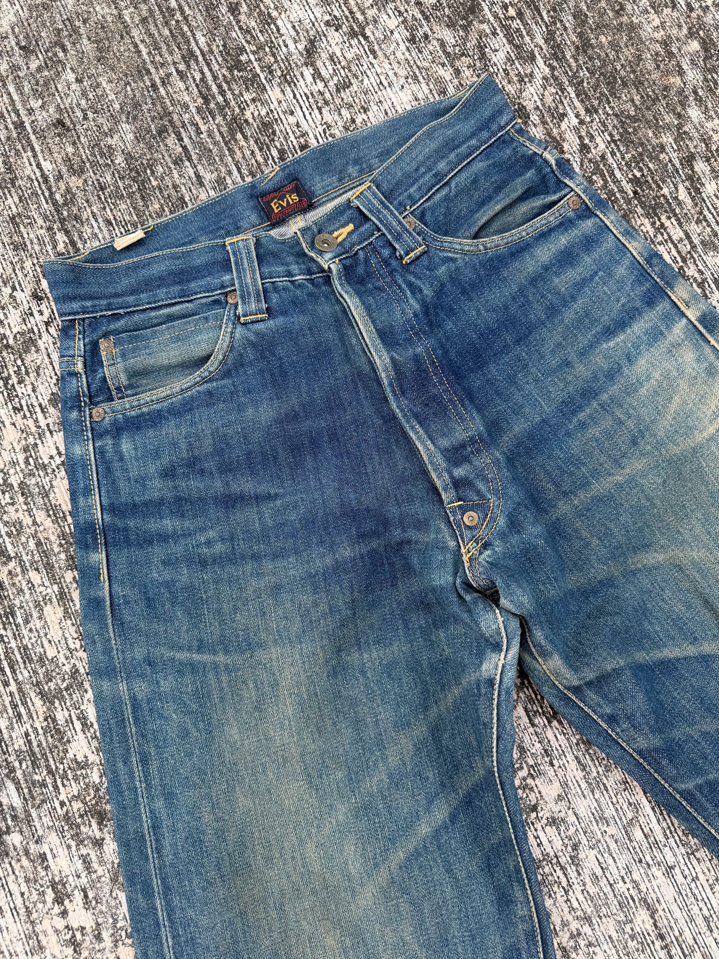 Vintage Evis “Custom Made” Selvedge Jeans (Pre-Evisu Osaka Era, 1990s Japan)