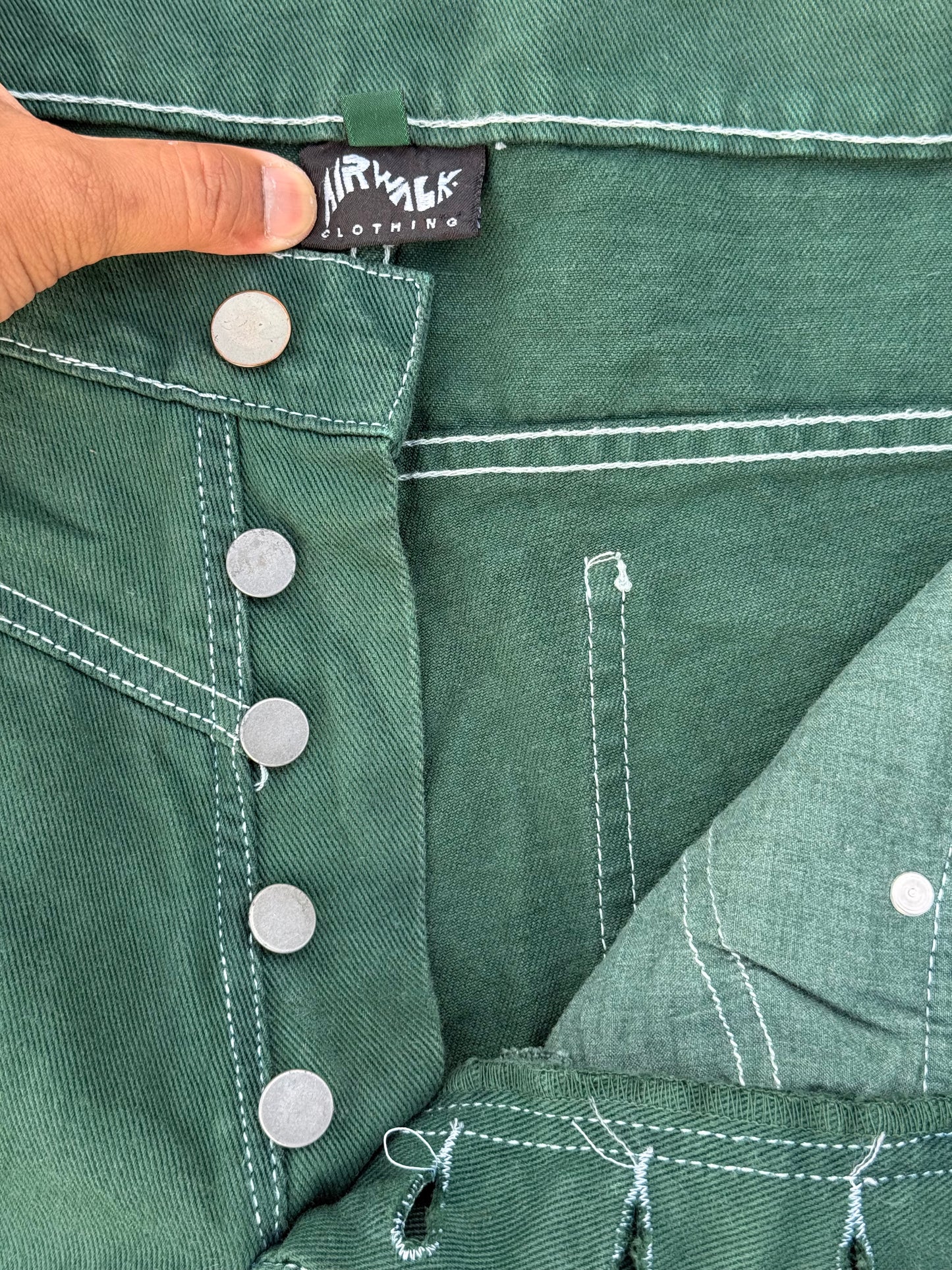 Vintage Airwalk Green Denim Pants Made In Usa (1990s Skate Era)