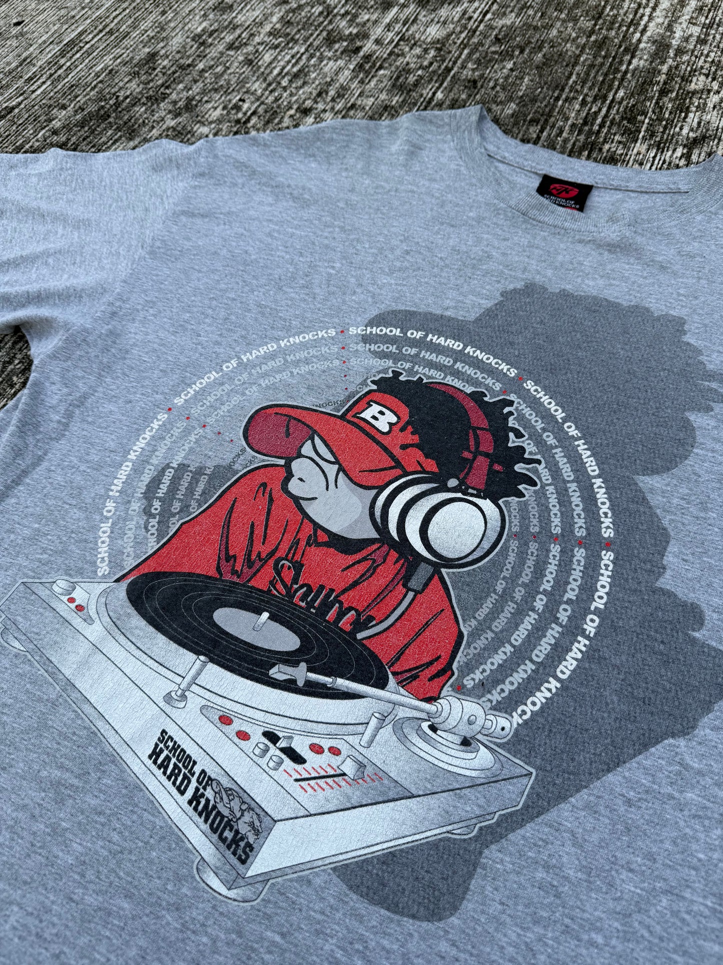 School of Hard Knocks DJ Turntable Tee (2000s Streetwear Hip-Hop)