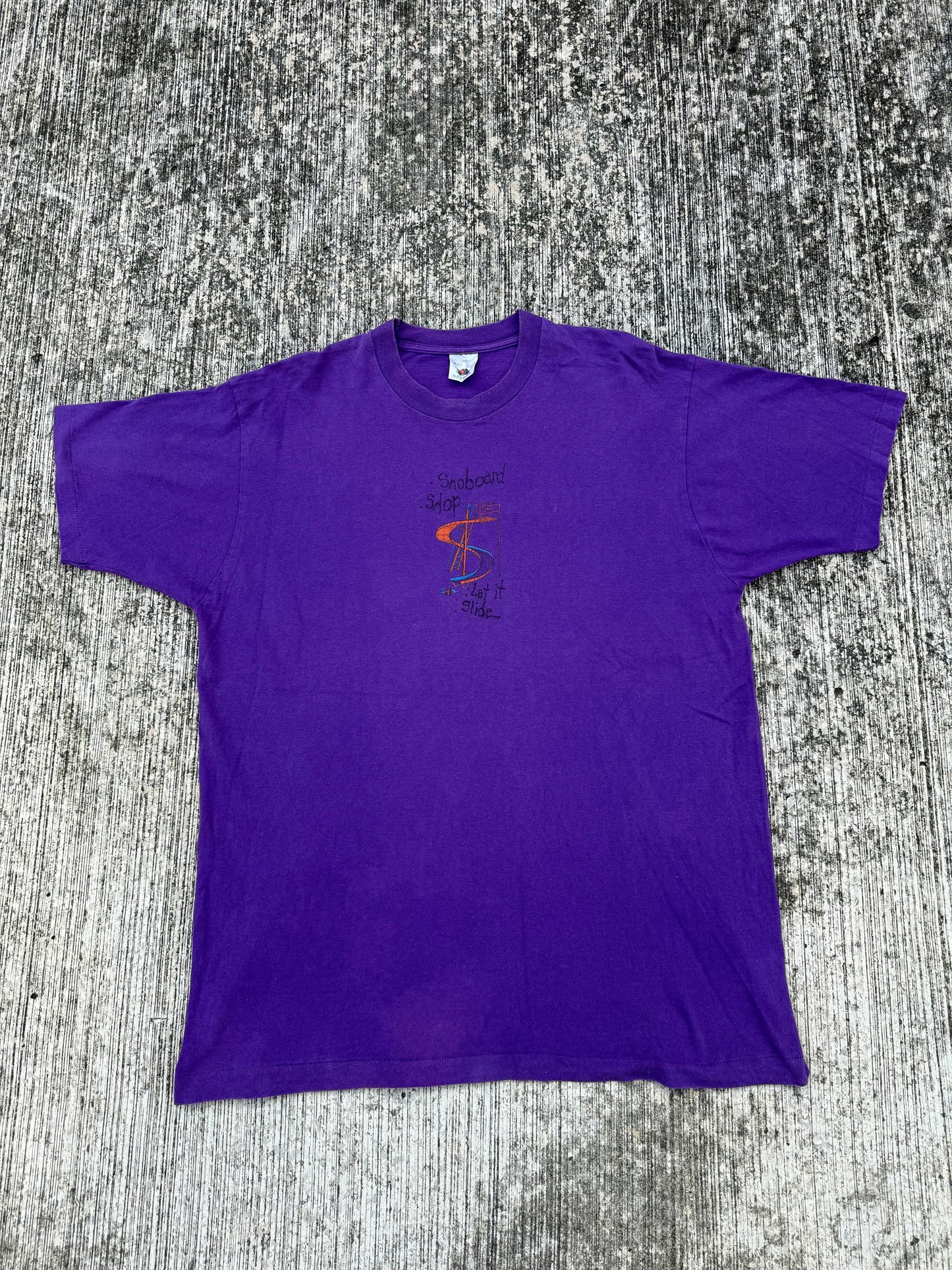 Vintage 1990s Snowboard Shop “Let It Slide” Graphic Tee