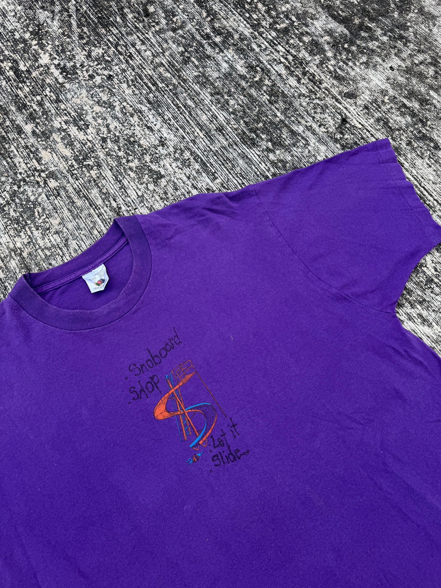 Vintage 1990s Snowboard Shop “Let It Slide” Graphic Tee