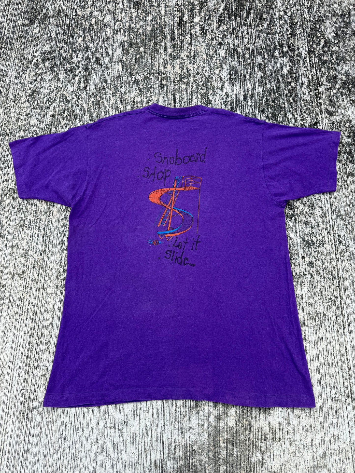 Vintage 1990s Snowboard Shop “Let It Slide” Graphic Tee