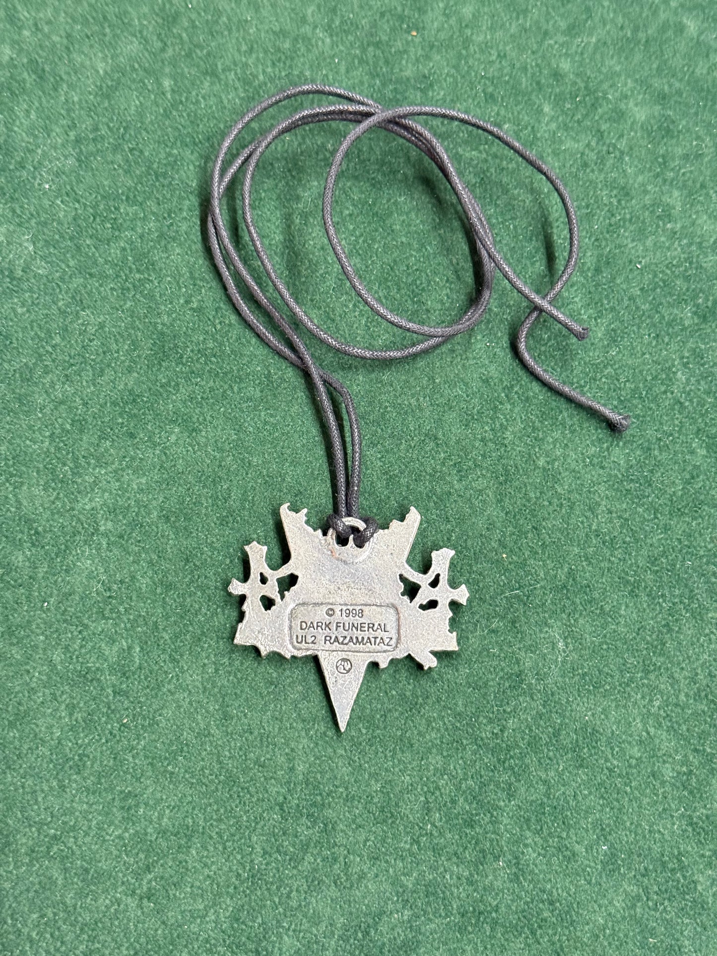 Vintage 1998 Dark Funeral Band Razamataz Alchemy Carta England Pendant Necklace