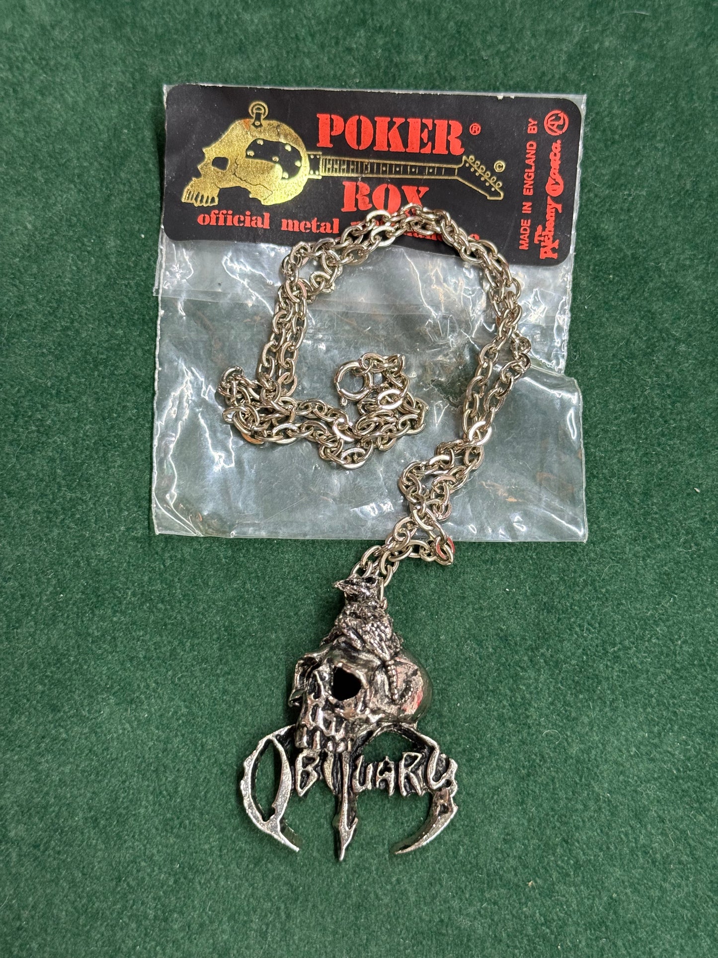 Vintage 1991 Obituary Band Blue Grape Alchemy Carta England Pendant Necklace
