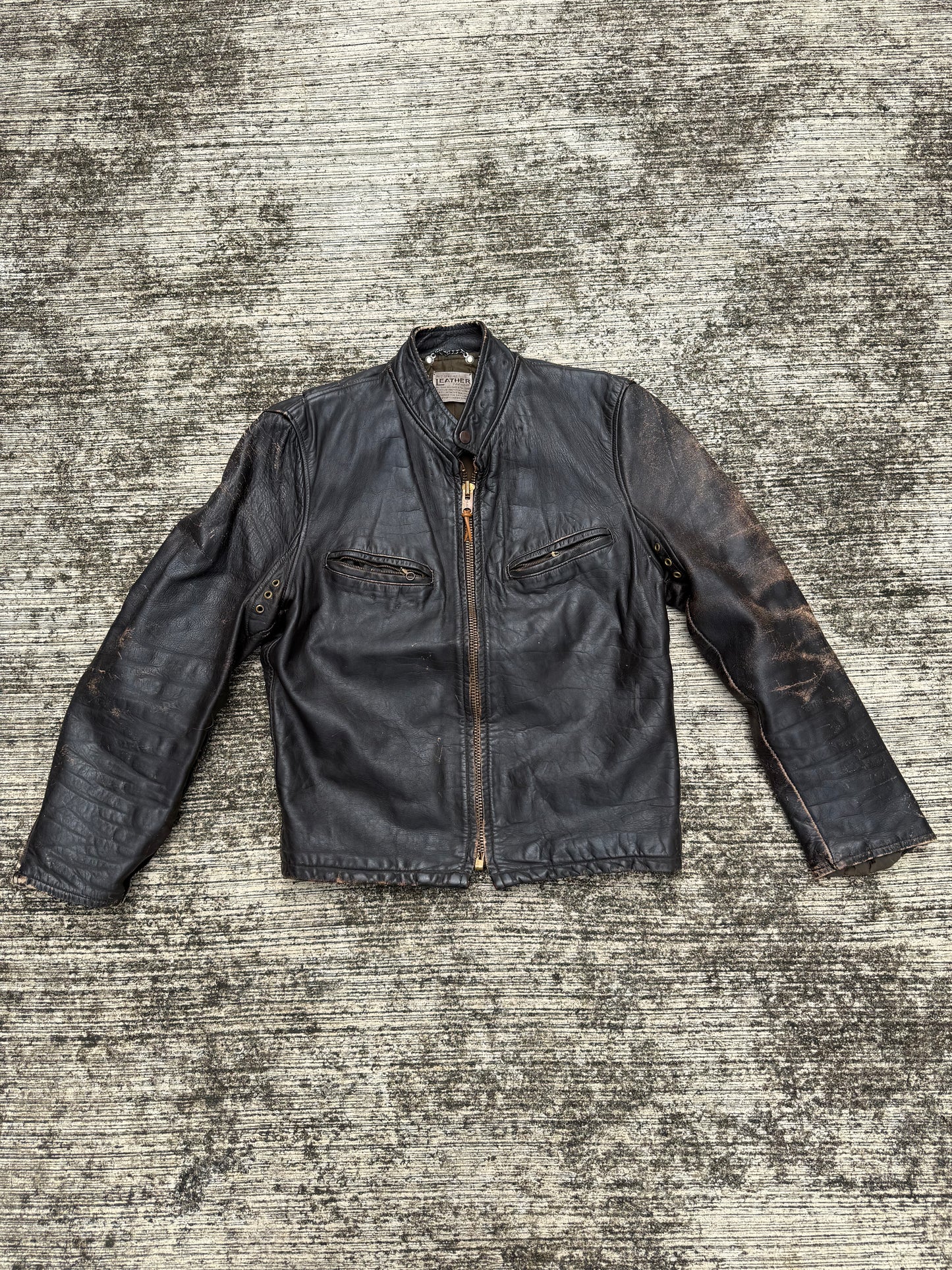Vintage 1950s-60s Genuine Leather Cafe Racer Jacket