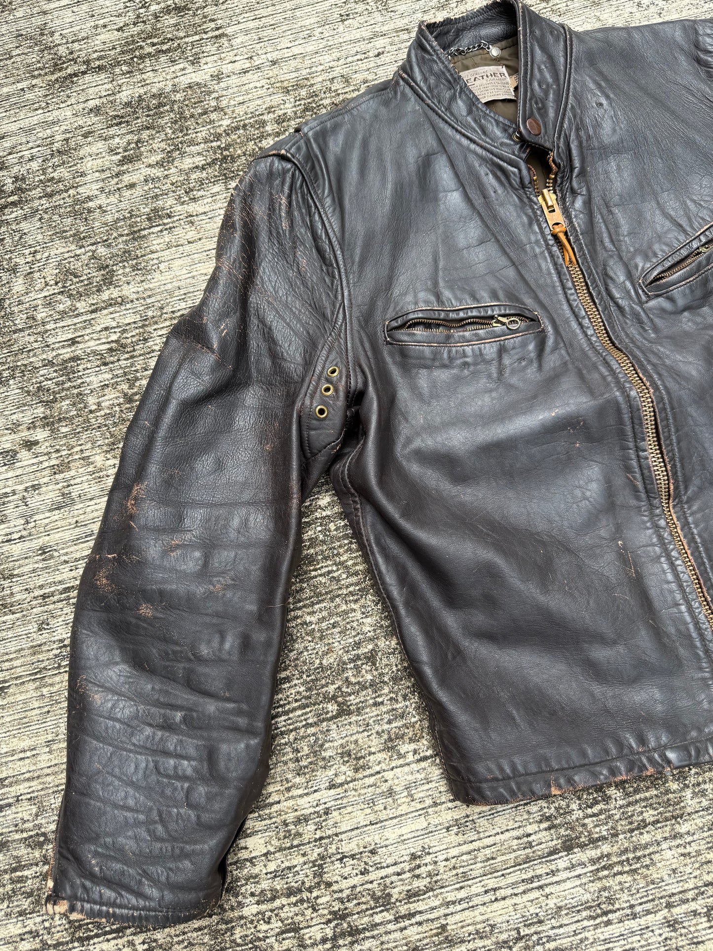 Vintage 1950s-60s Genuine Leather Cafe Racer Jacket