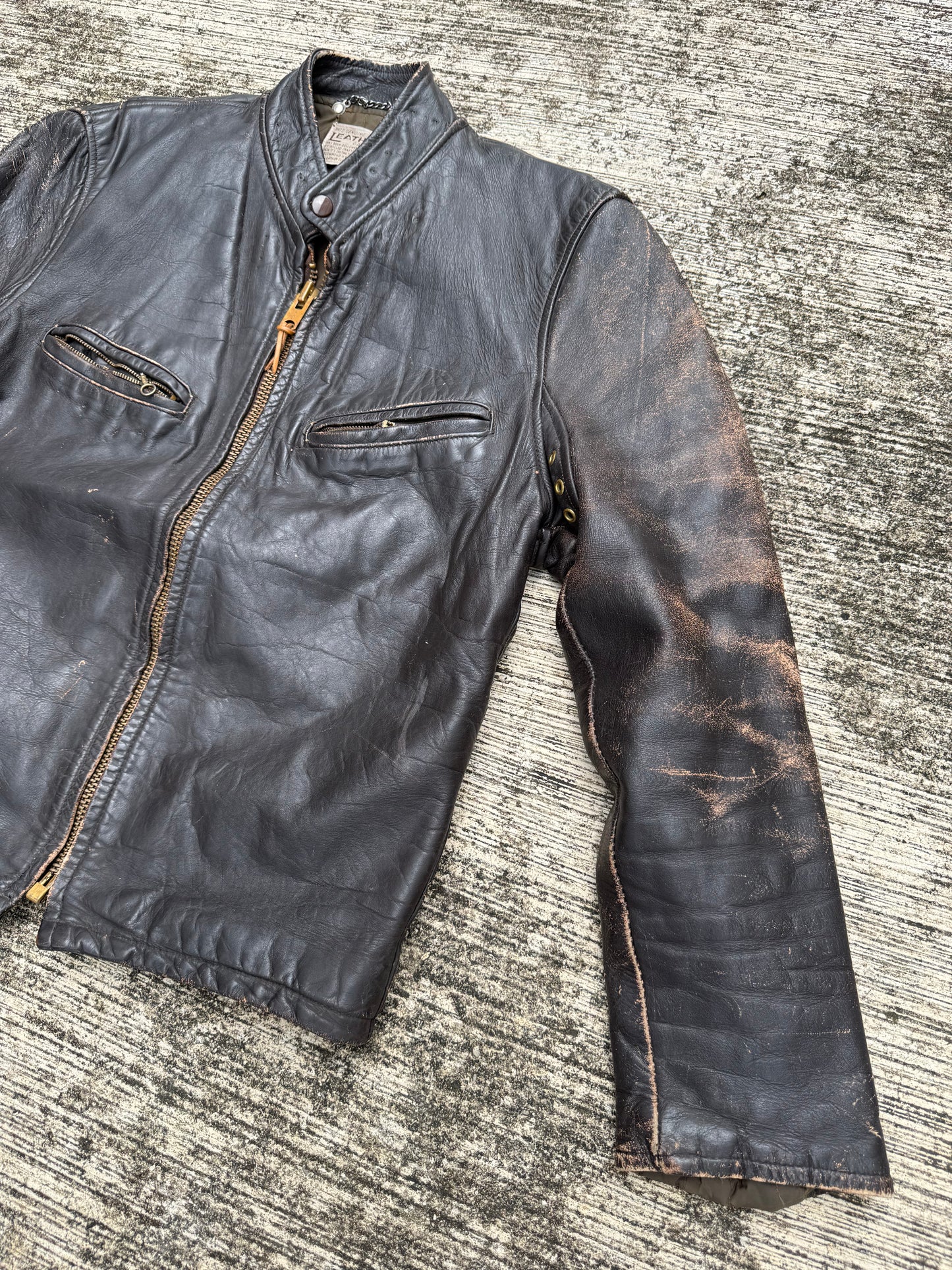 Vintage 1950s-60s Genuine Leather Cafe Racer Jacket