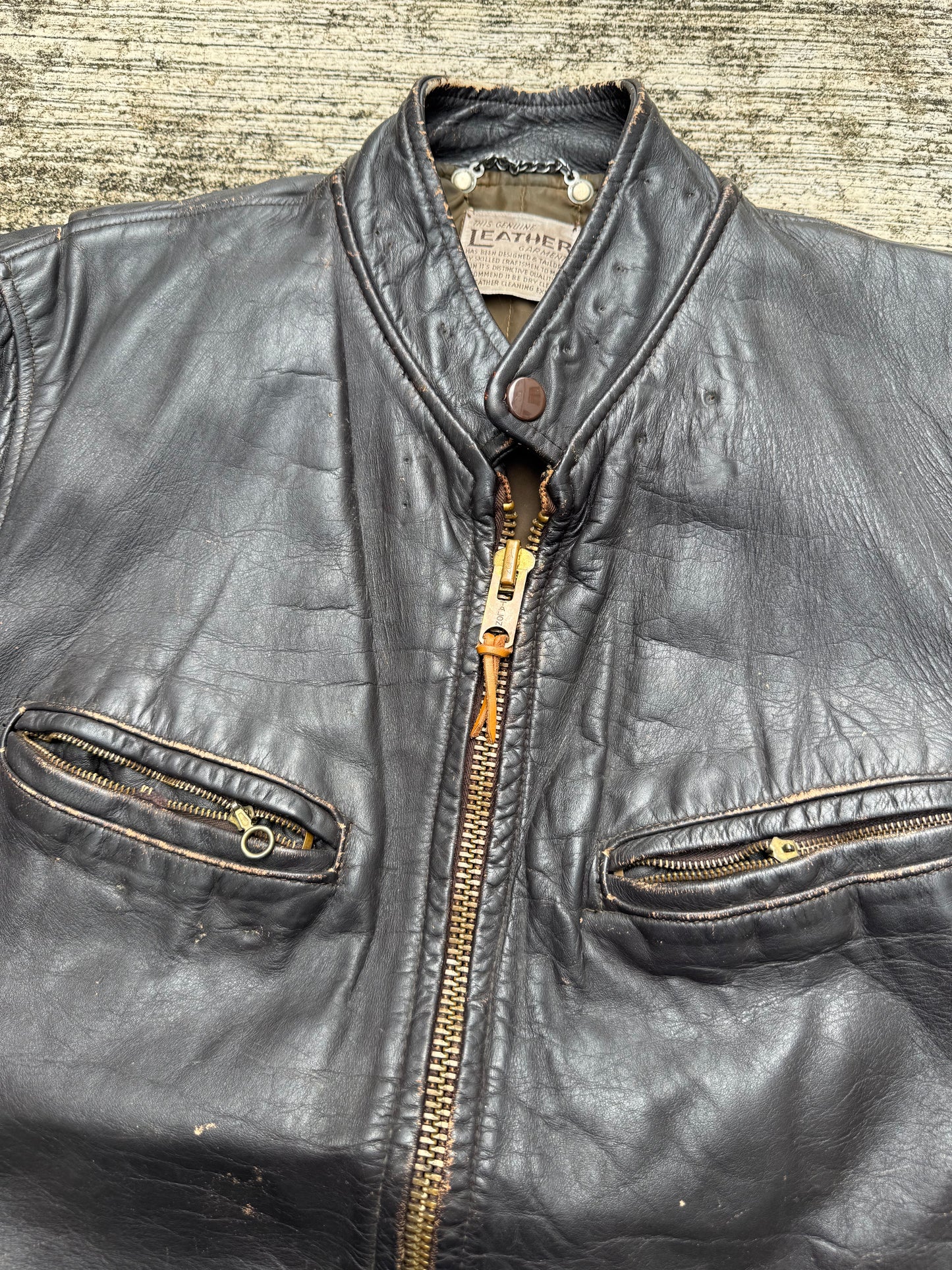 Vintage 1950s-60s Genuine Leather Cafe Racer Jacket