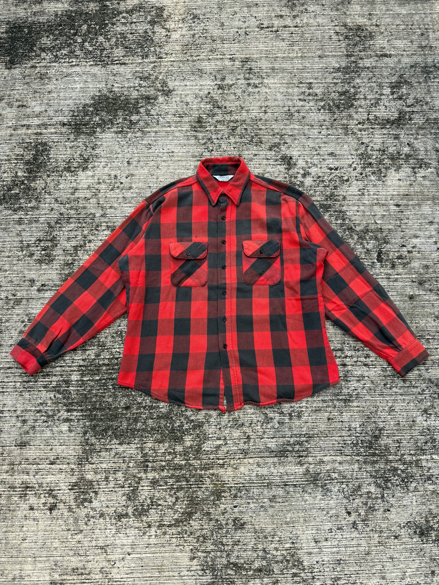 Vintage 1980s Five Brother Buffalo Plaid Flannel Shirt