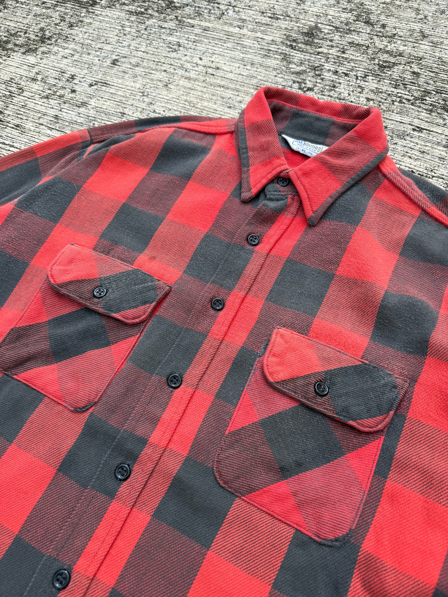 Vintage 1980s Five Brother Buffalo Plaid Flannel Shirt