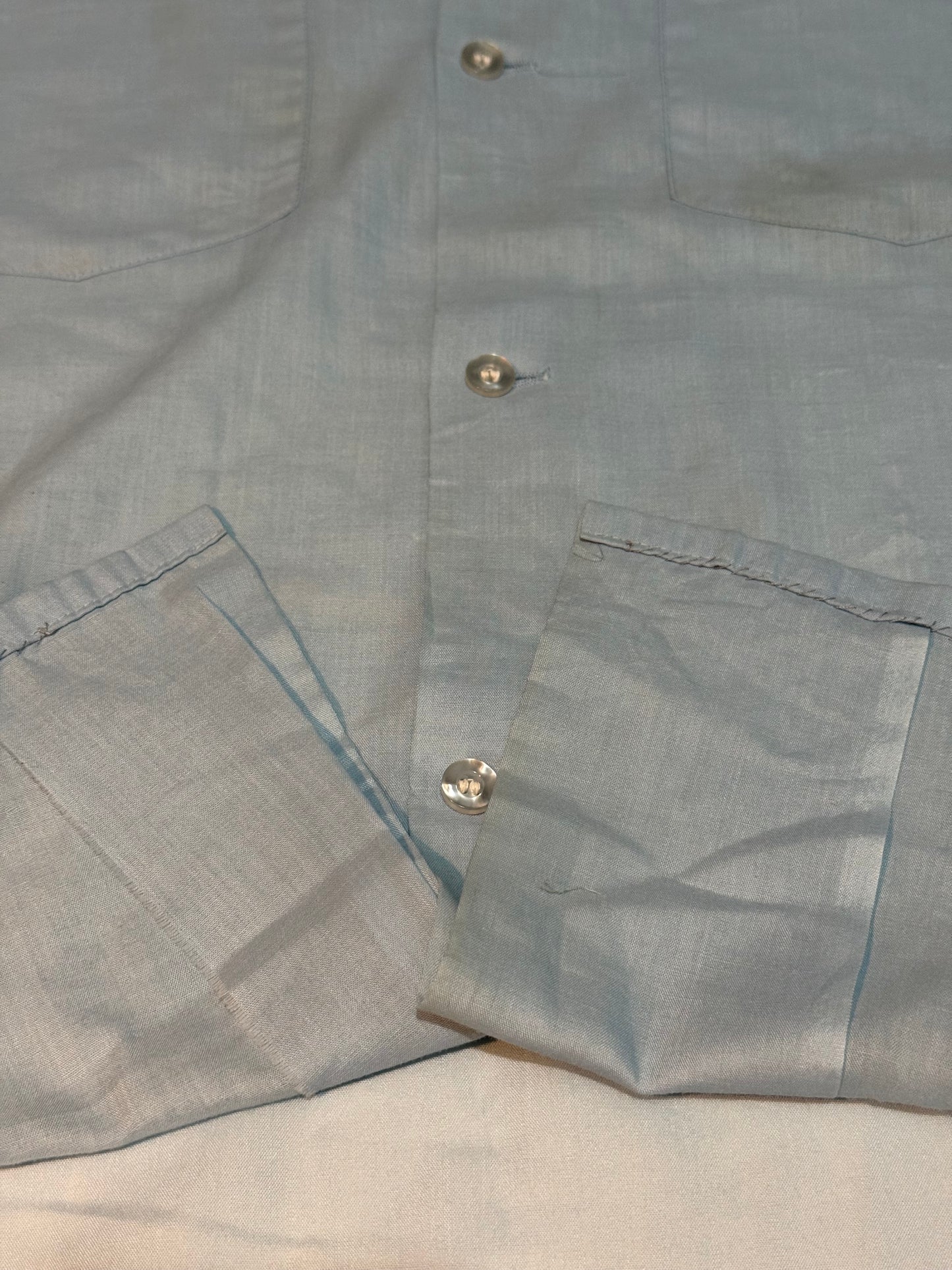 Vintage 70s Sky Blue Short Sleeve Shirt