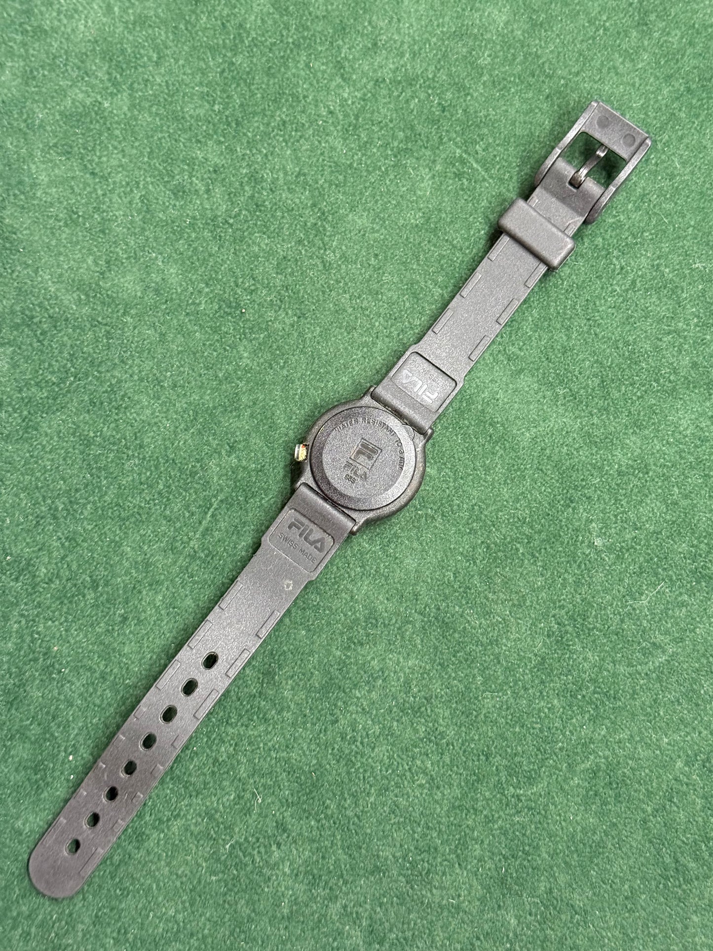 Vintage Fila Swiss Made Sports Watch Black Resin Quartz 1990s