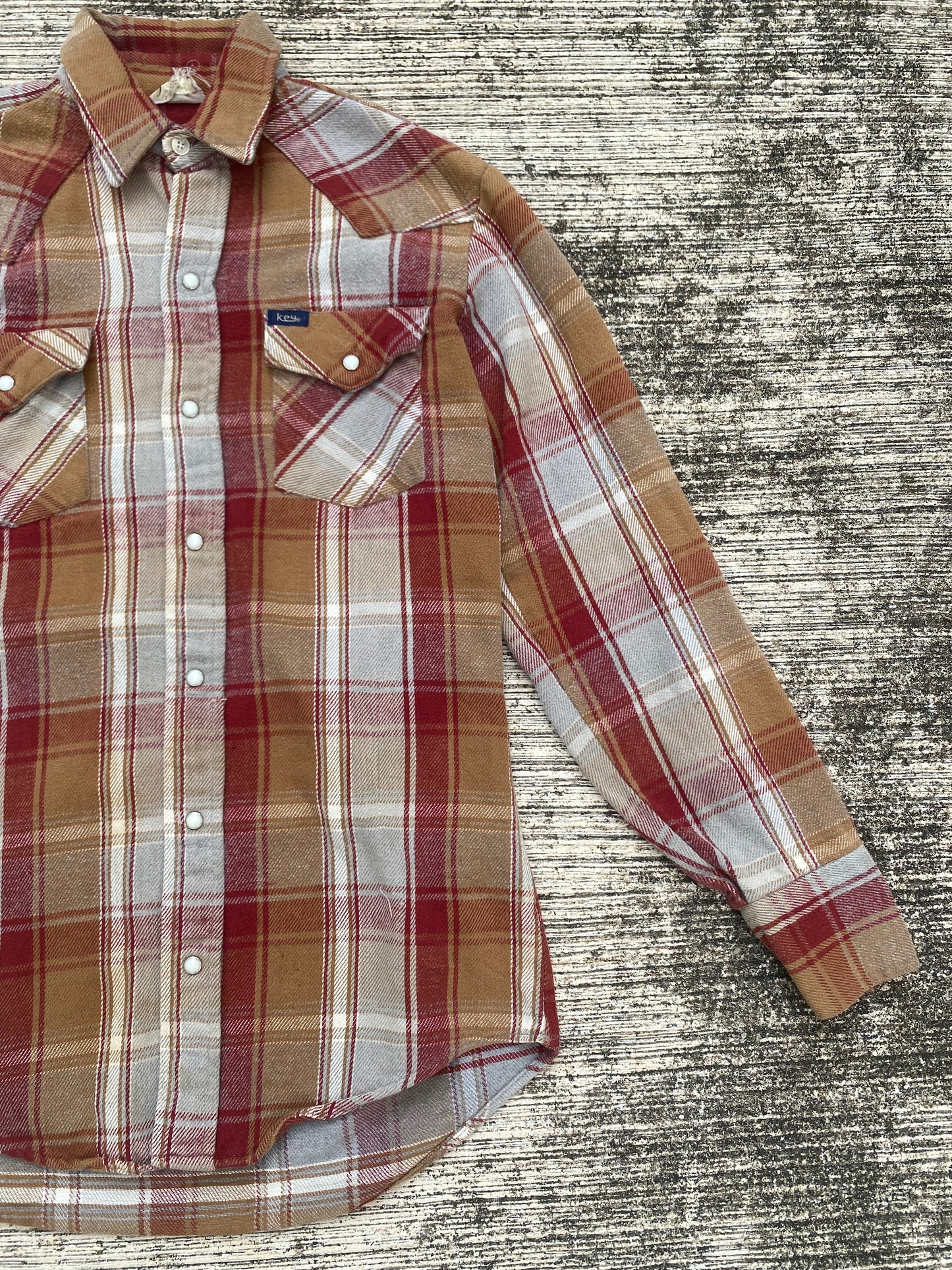 Vintage 1970s-80s Key Western Pearl Snap Flannel Shirt