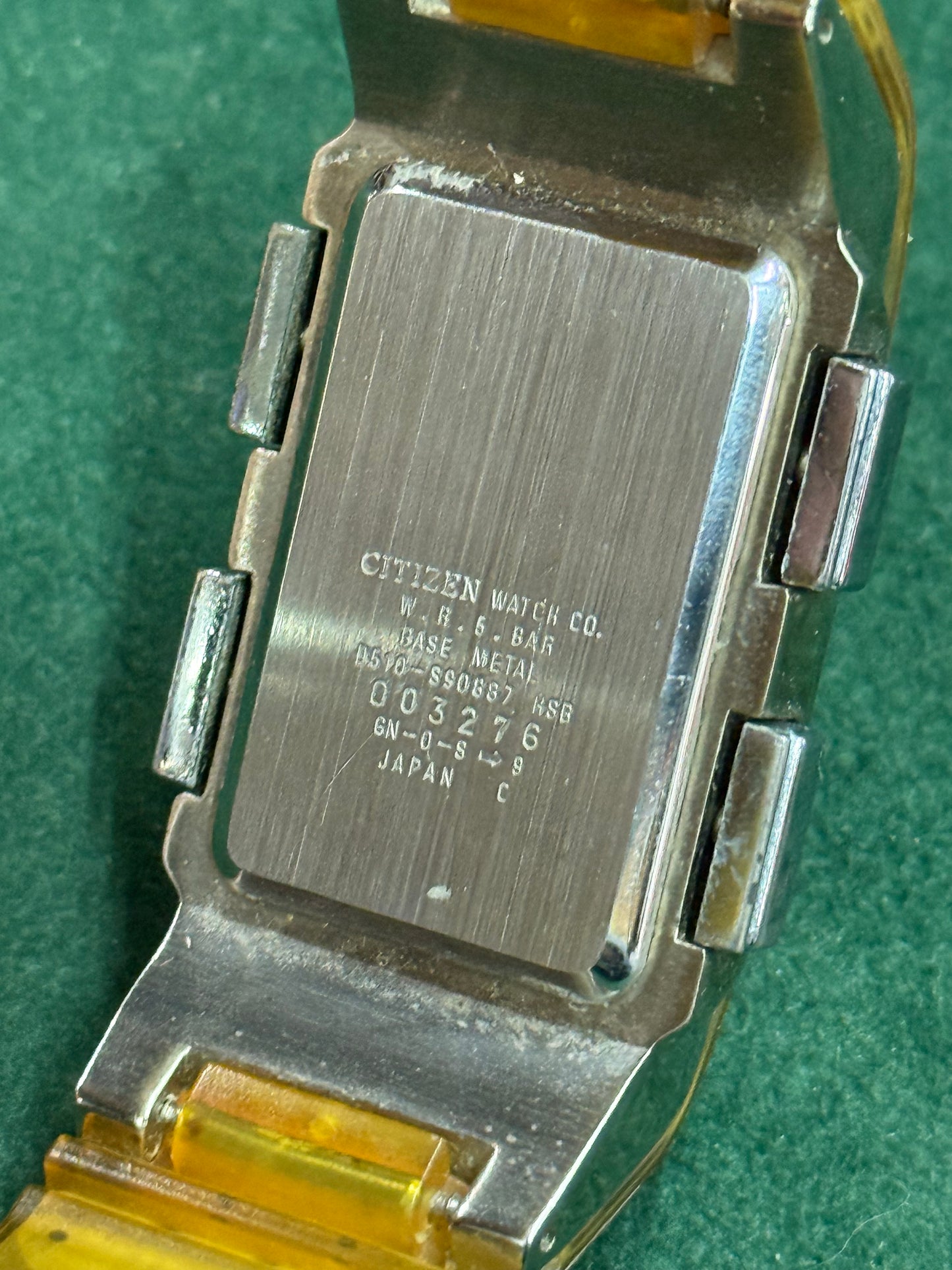 Vintage Citizen Ana-Digi Temp GN-0-S9 Amber Case Digital Watch Japan Rare