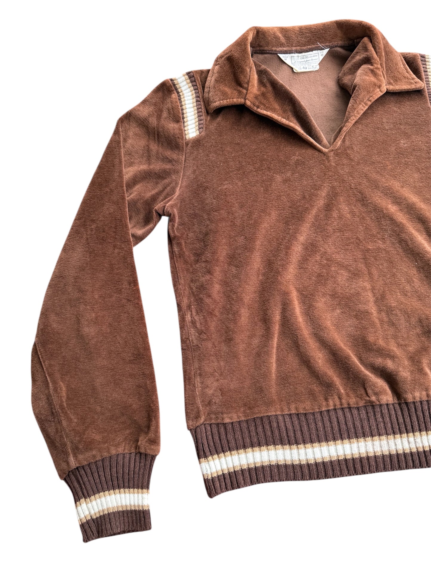 Vintage 1970s Sears The Men’s Store Brown Velour Knit Top
