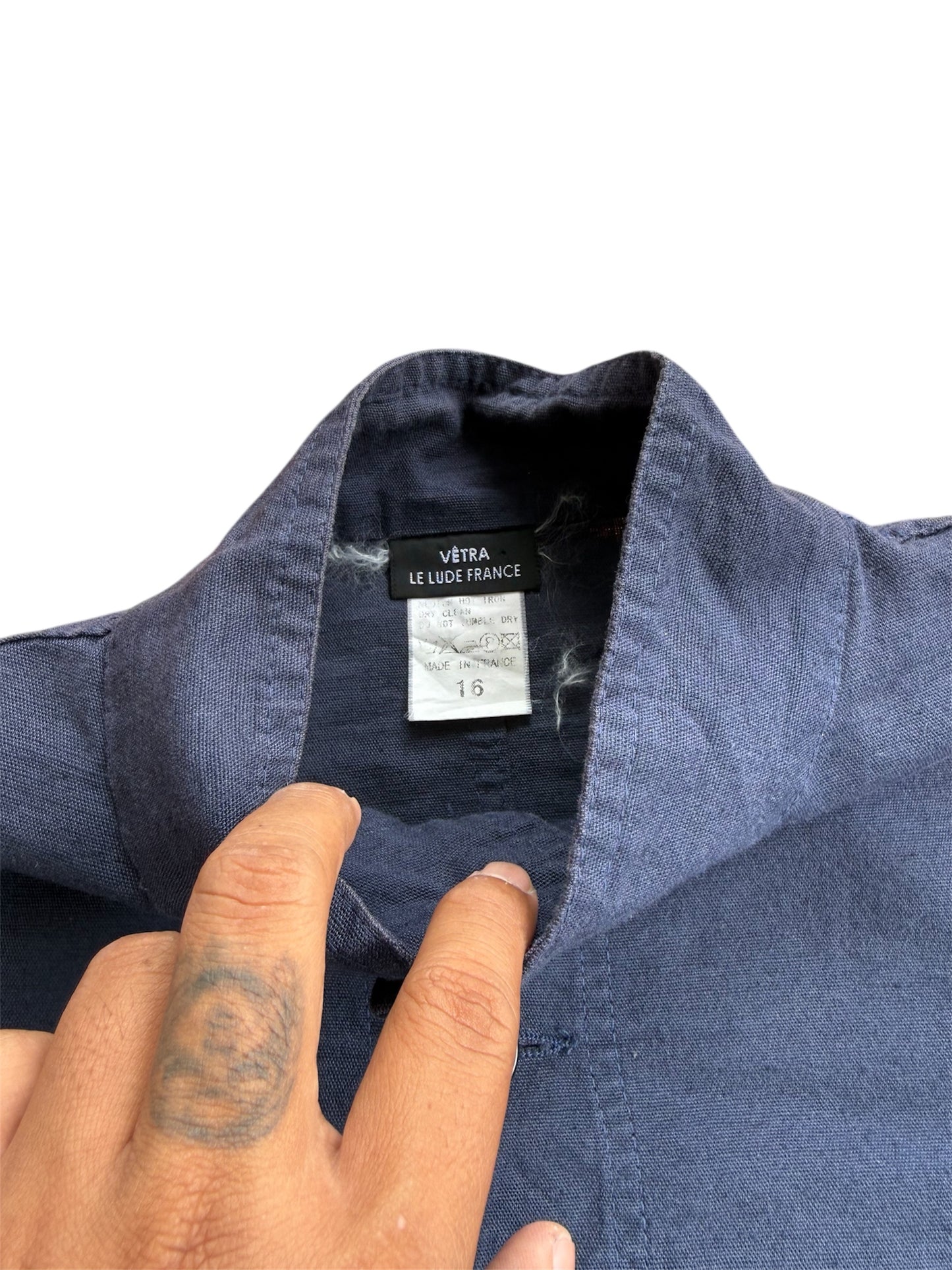 VETRA Blue Cotton Work Jacket Made in France