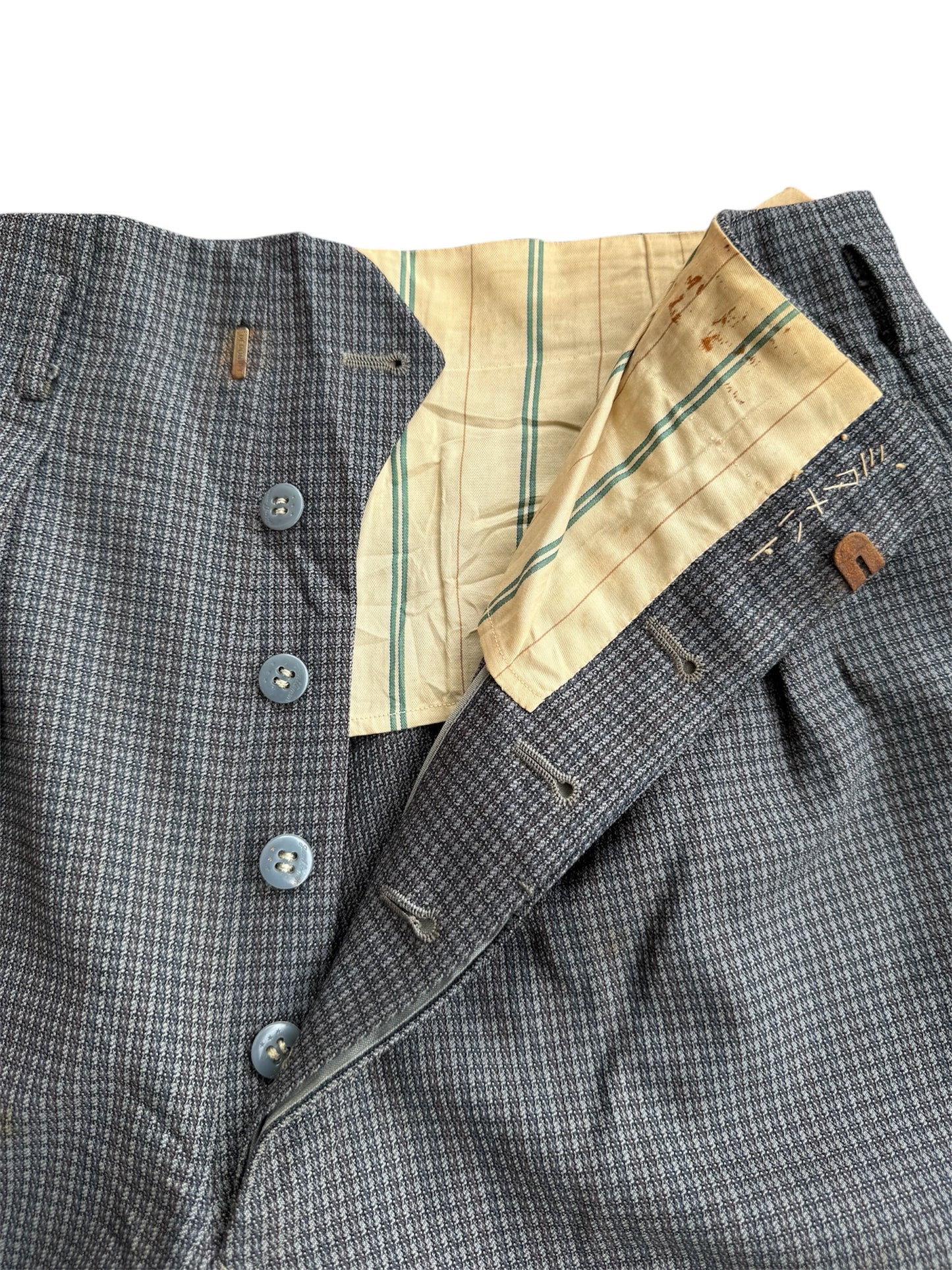 Vintage 1940s-50s European Houndstooth Wool Trousers