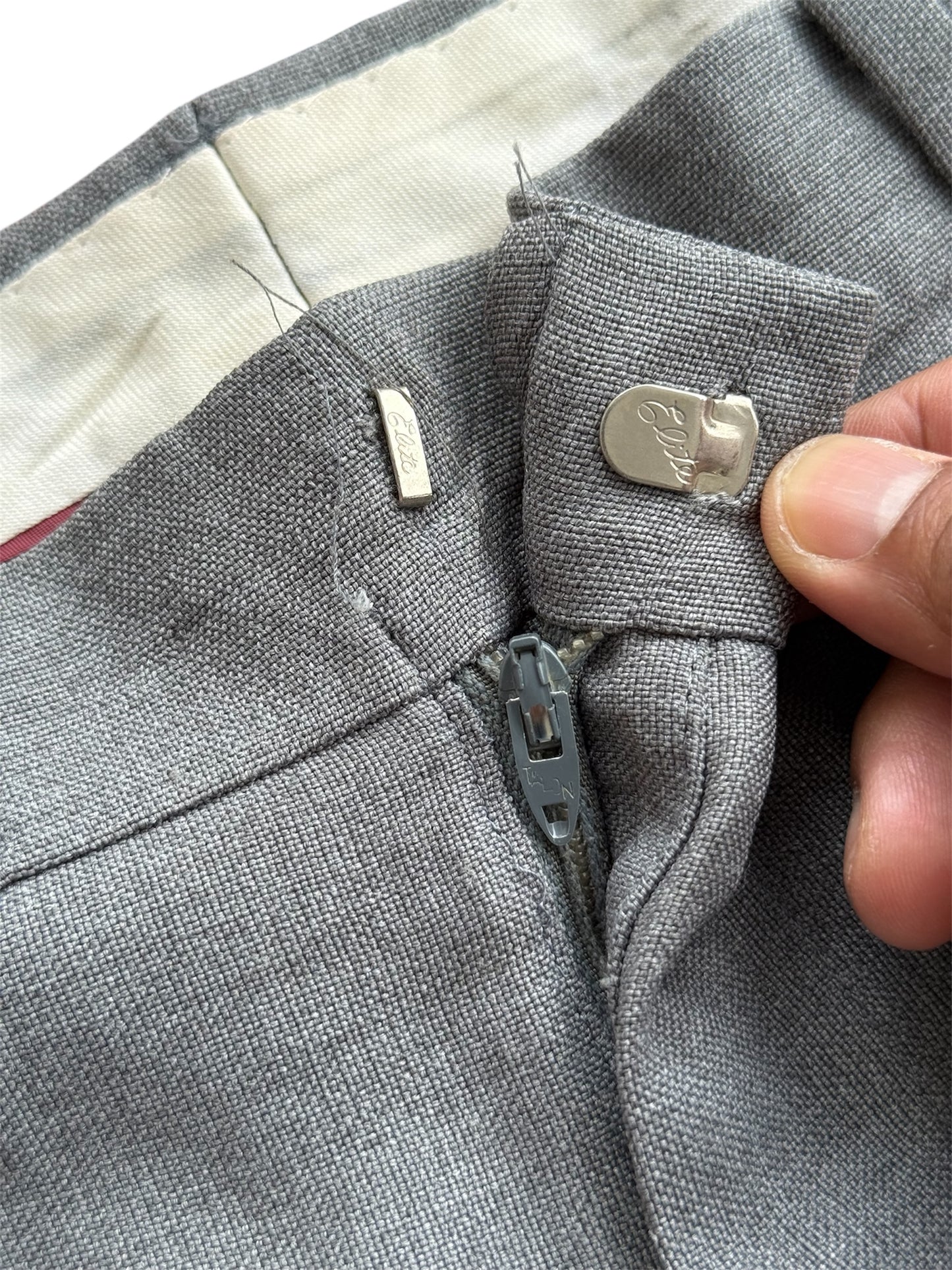 Vintage 1970s Botany 500 Grey Textured Slacks Made In Usa