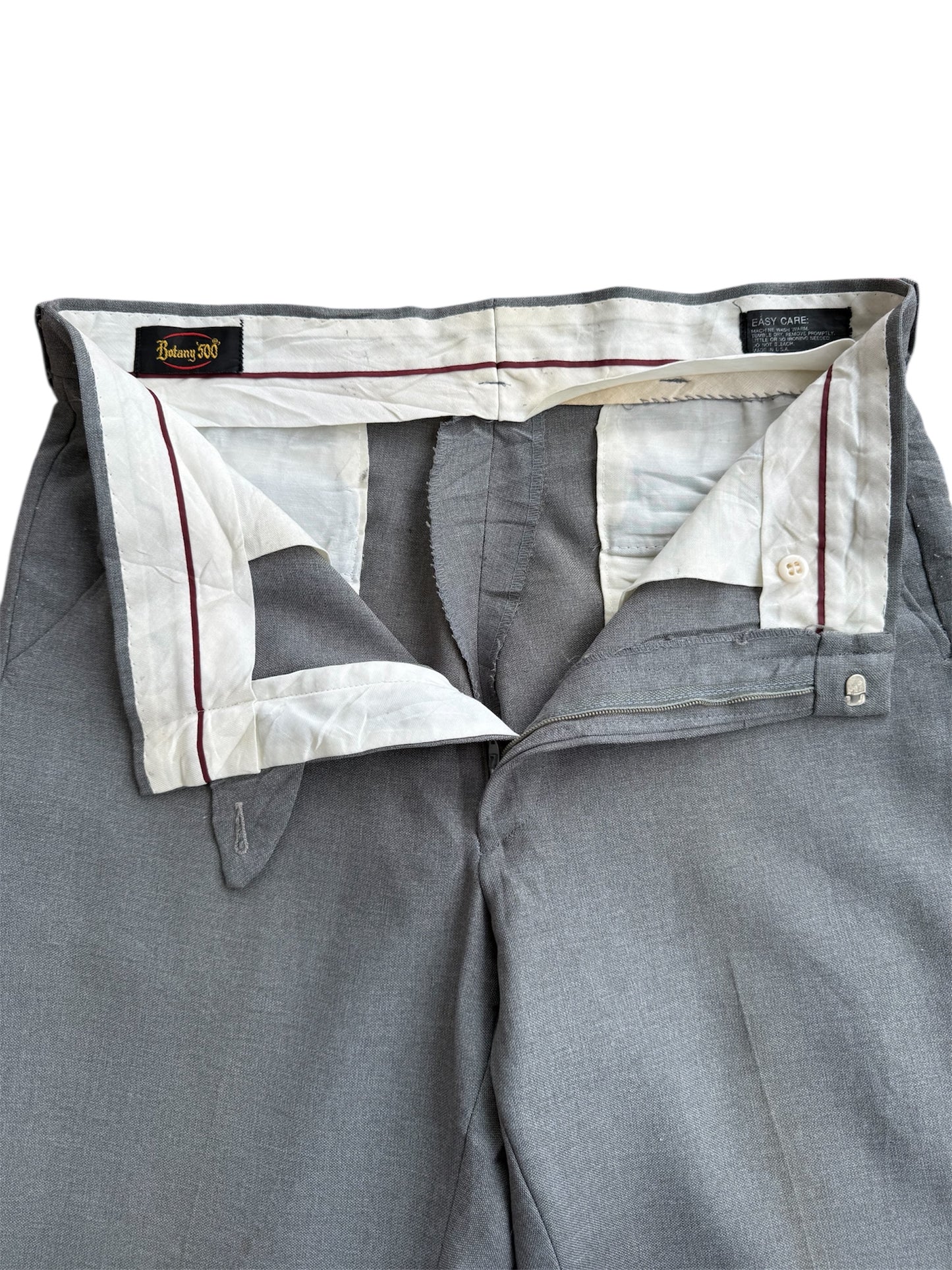 Vintage 1970s Botany 500 Grey Textured Slacks Made In Usa