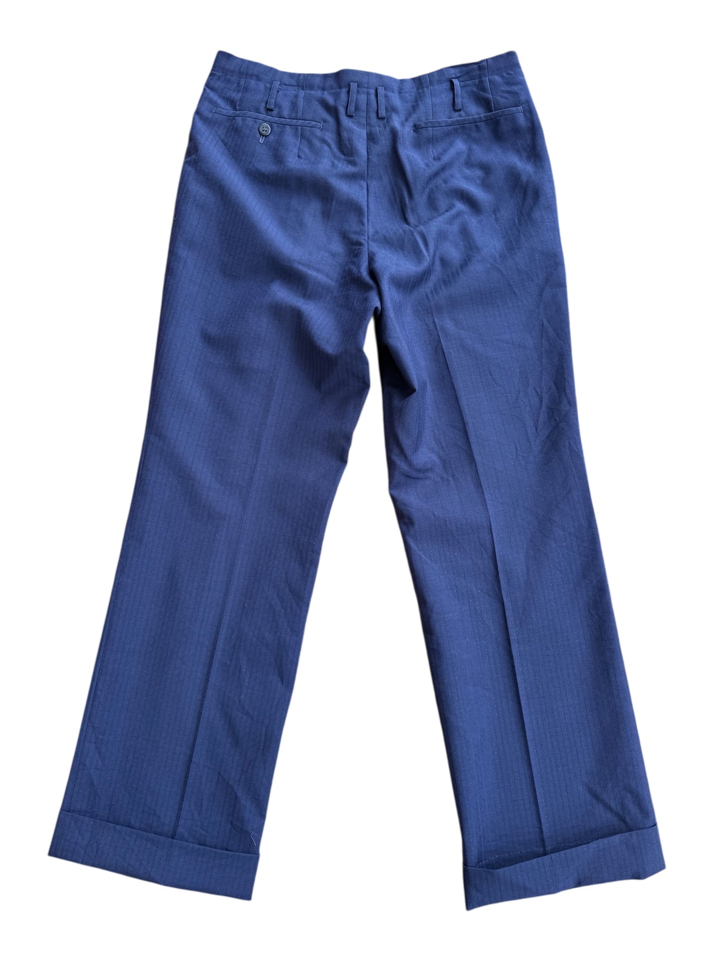 Vintage 1950s European Navy Pinstripe Wool Trousers