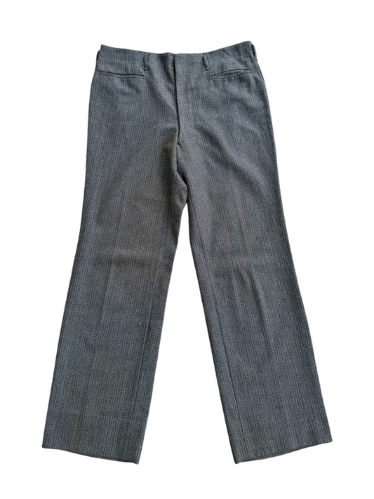 Vintage 1960s European Grey Herringbone Wool Trousers
