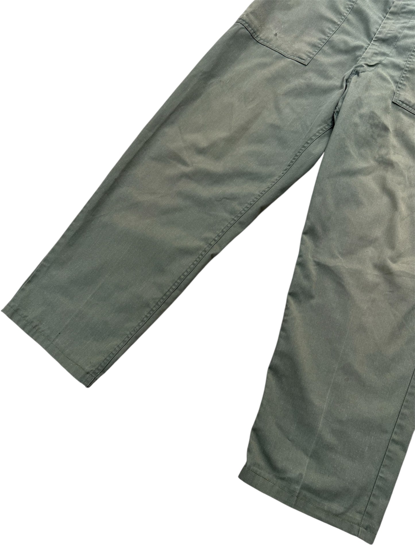 Vintage 1960s–1970s Olive Green Cotton Sateen Fatigue Pants