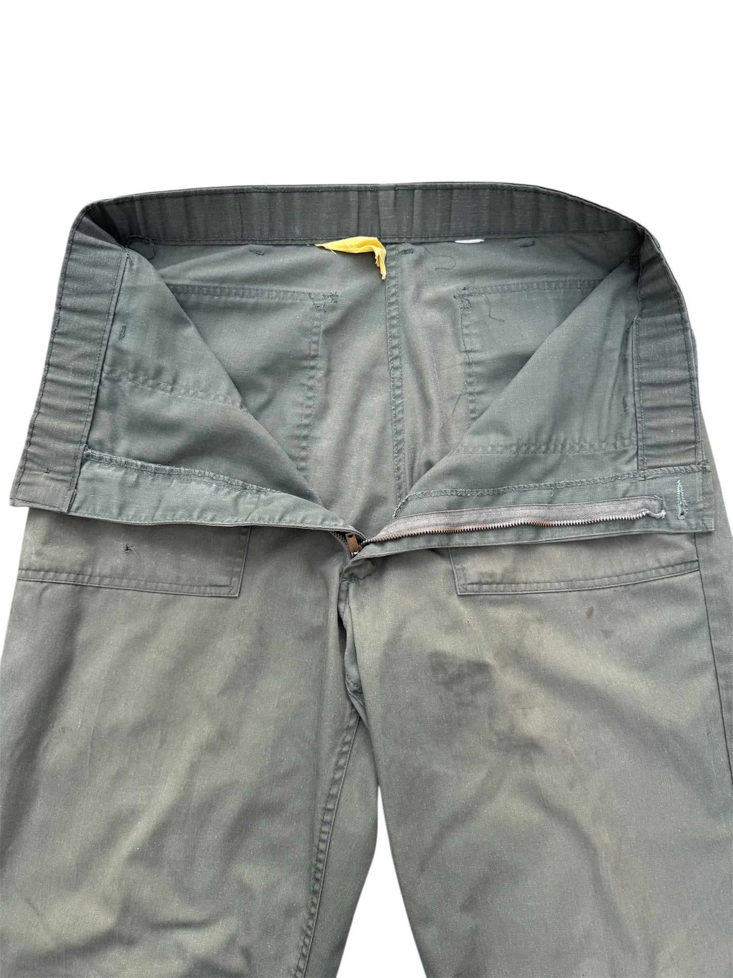 Vintage 1960s–1970s Olive Green Cotton Sateen Fatigue Pants