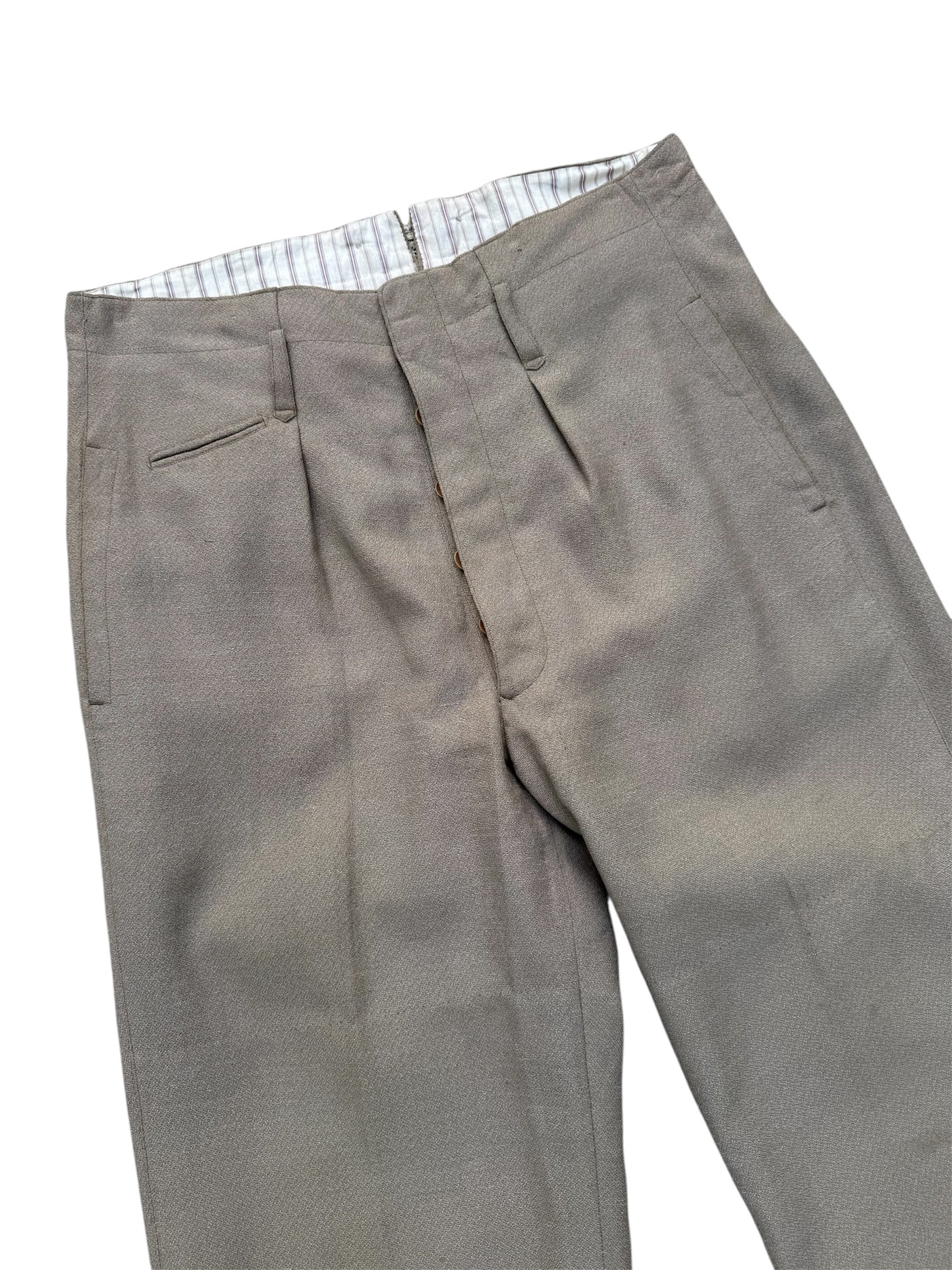 Vintage 1950s European Military Officer Gabardine Wool Trousers