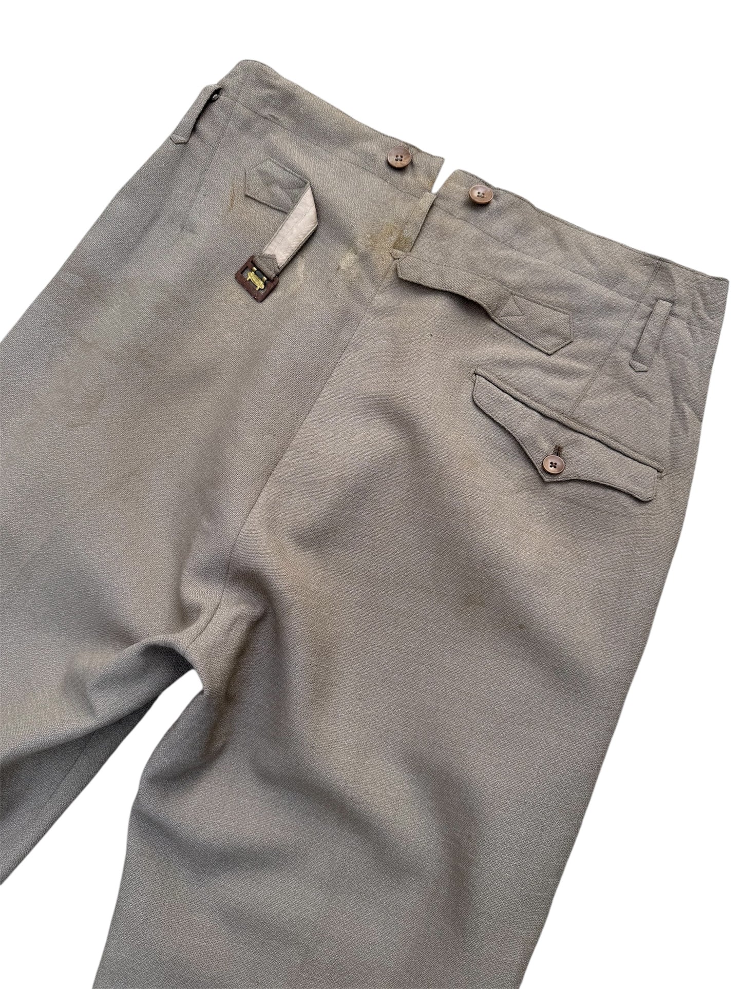 Vintage 1950s European Military Officer Gabardine Wool Trousers