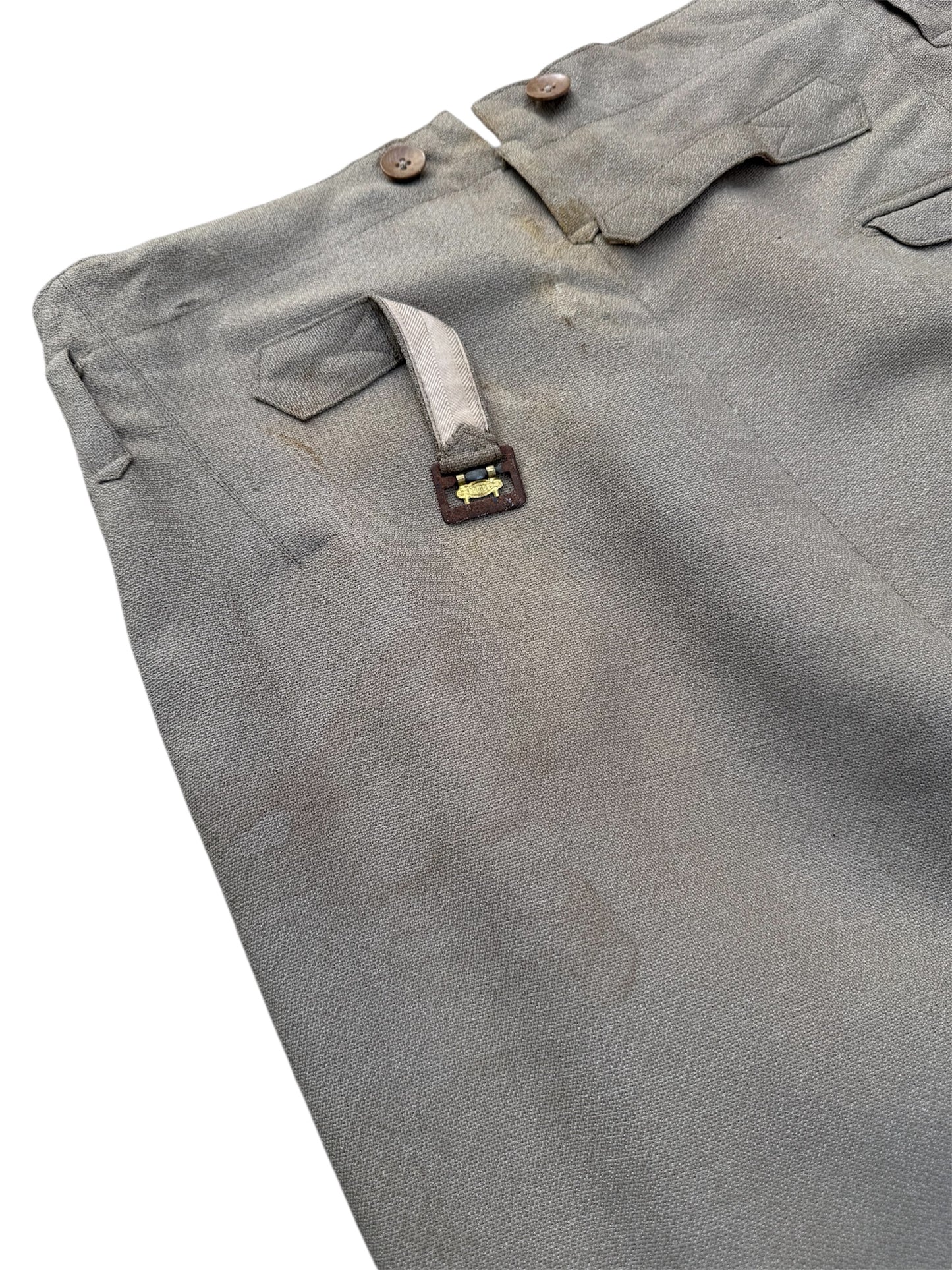 Vintage 1950s European Military Officer Gabardine Wool Trousers