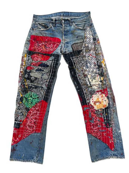 Vintage 1970s Levi’s 501 Boro Patchwork Denim