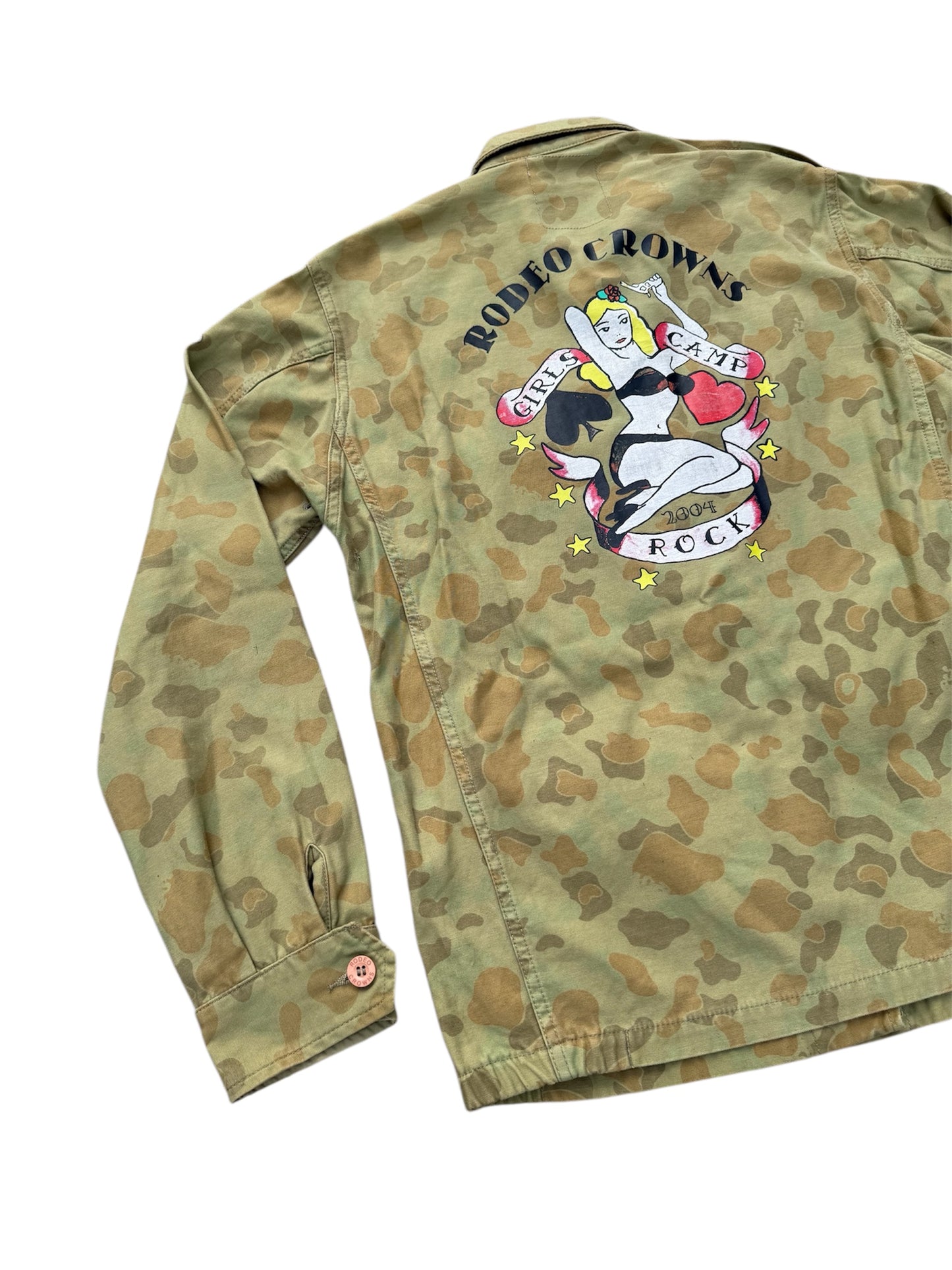 Rodeo Crowns Japan Camo Military Jacket Pin-Up Back Graphic