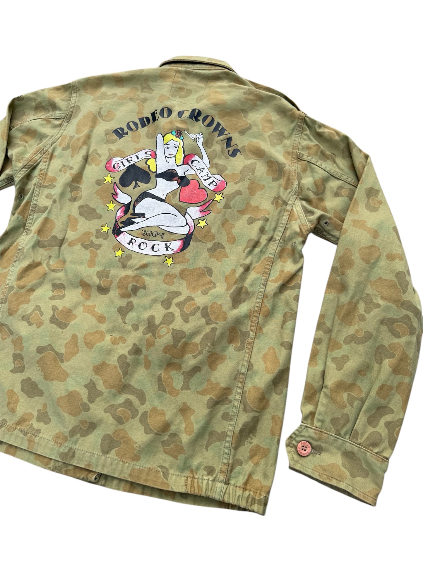 Rodeo Crowns Japan Camo Military Jacket Pin-Up Back Graphic