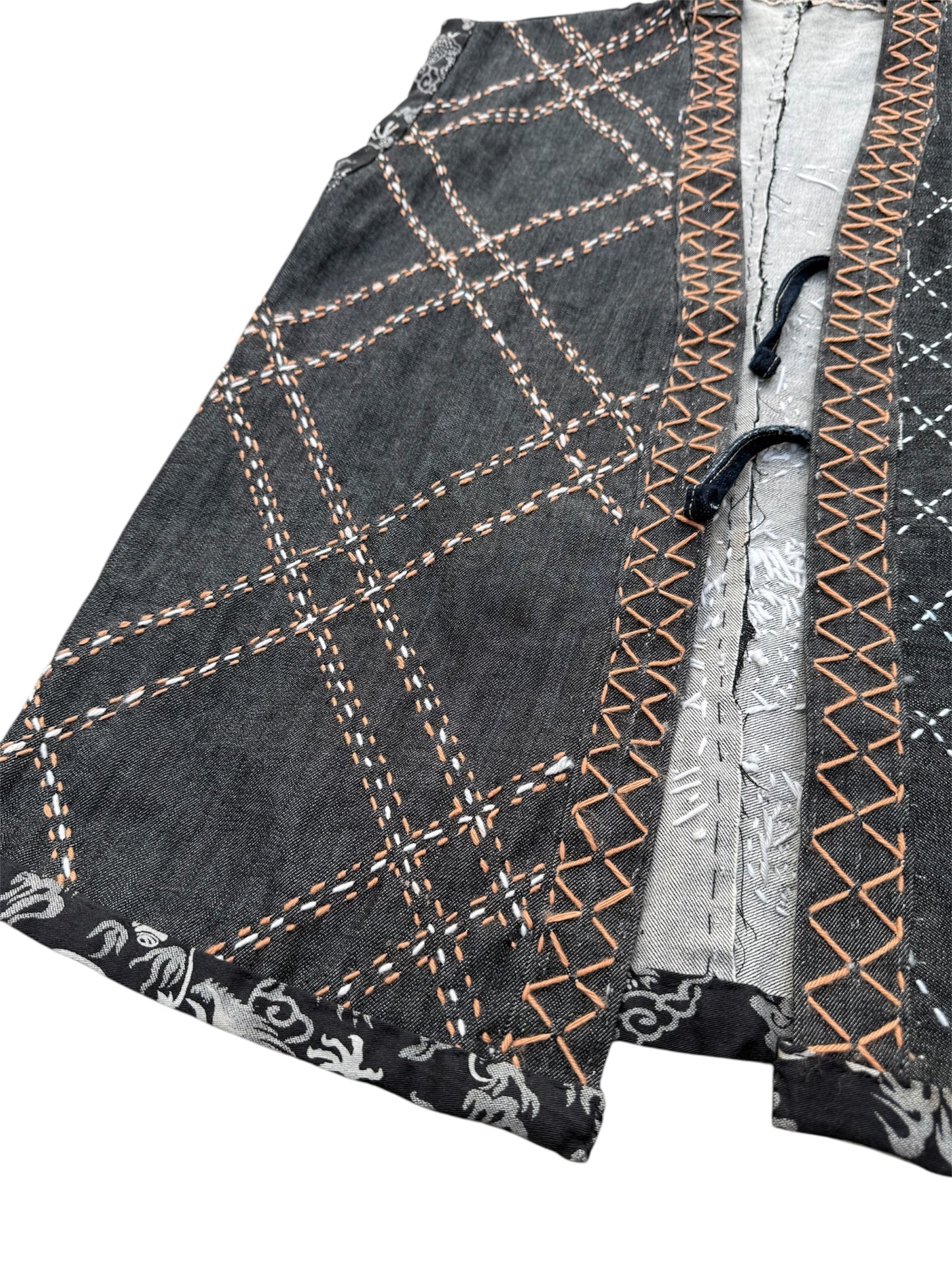 1 of 1 Hand-Stitched Sashiko Boro Denim Vest Artisan Made