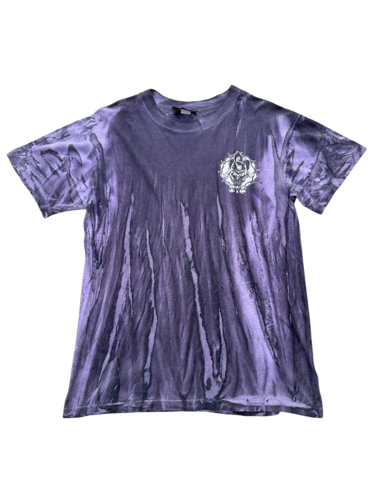 Vintage 1990s Barry A Horror Graphic T-Shirt Purple Tie Dye