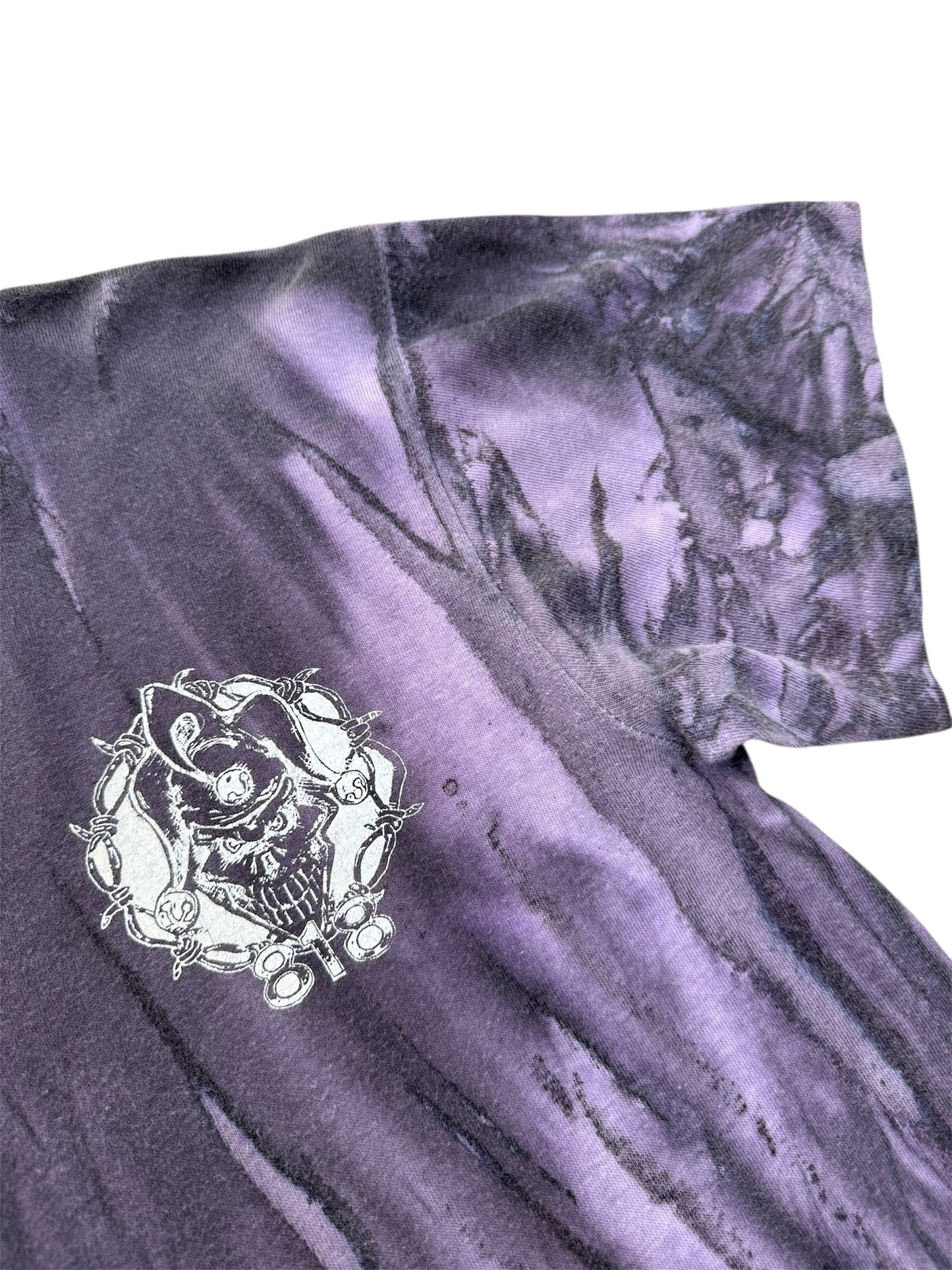 Vintage 1990s Barry A Horror Graphic T-Shirt Purple Tie Dye