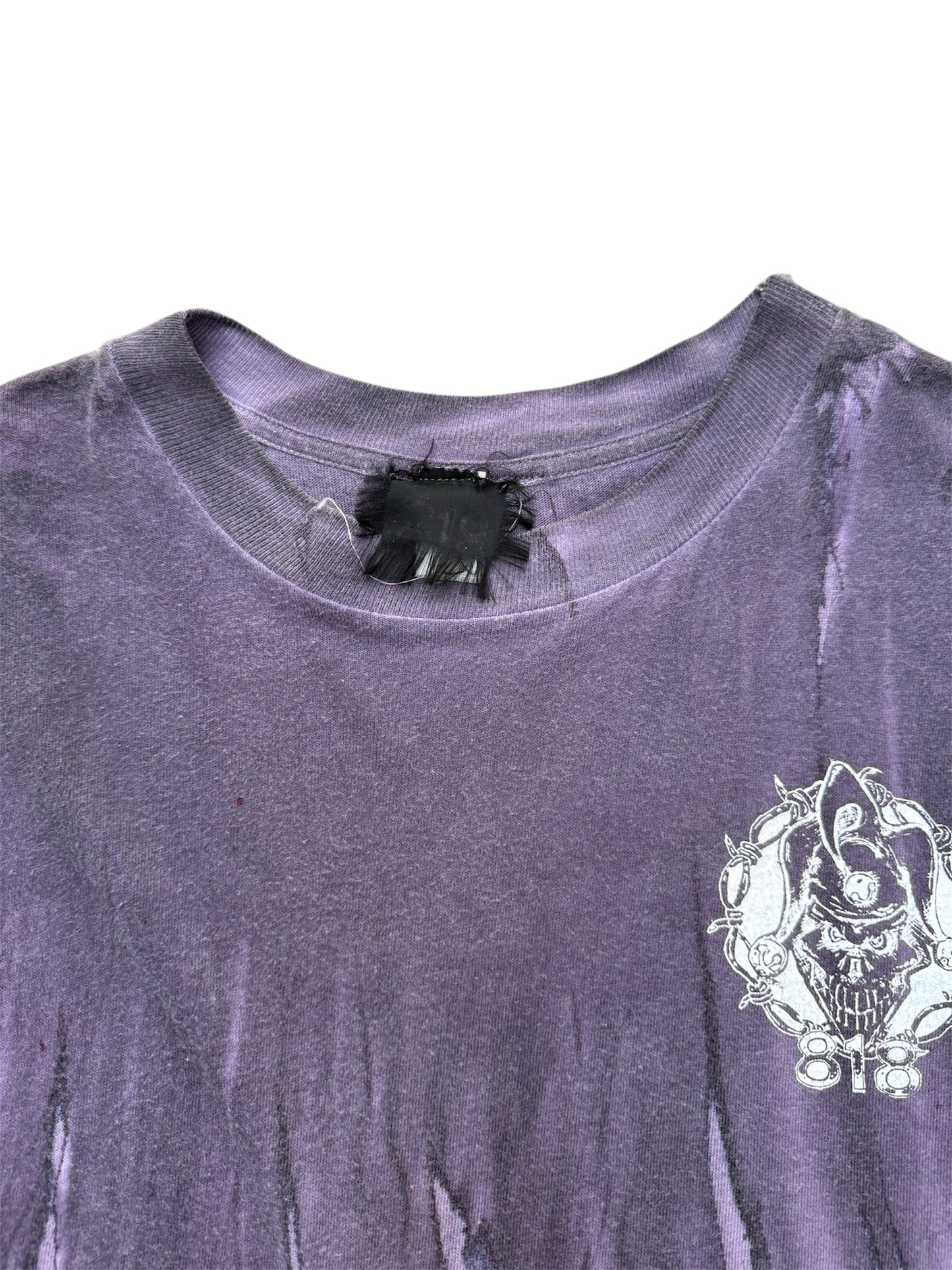Vintage 1990s Barry A Horror Graphic T-Shirt Purple Tie Dye