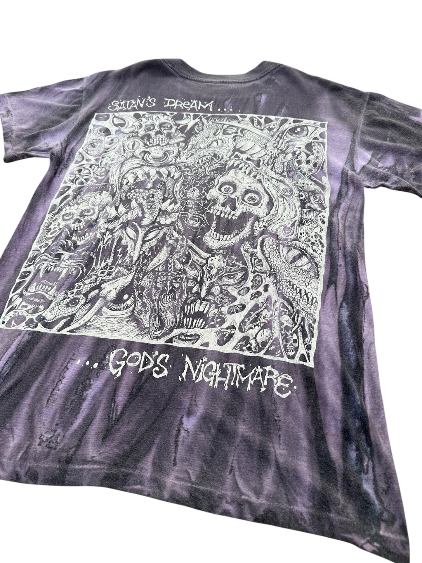 Vintage 1990s Barry A Horror Graphic T-Shirt Purple Tie Dye